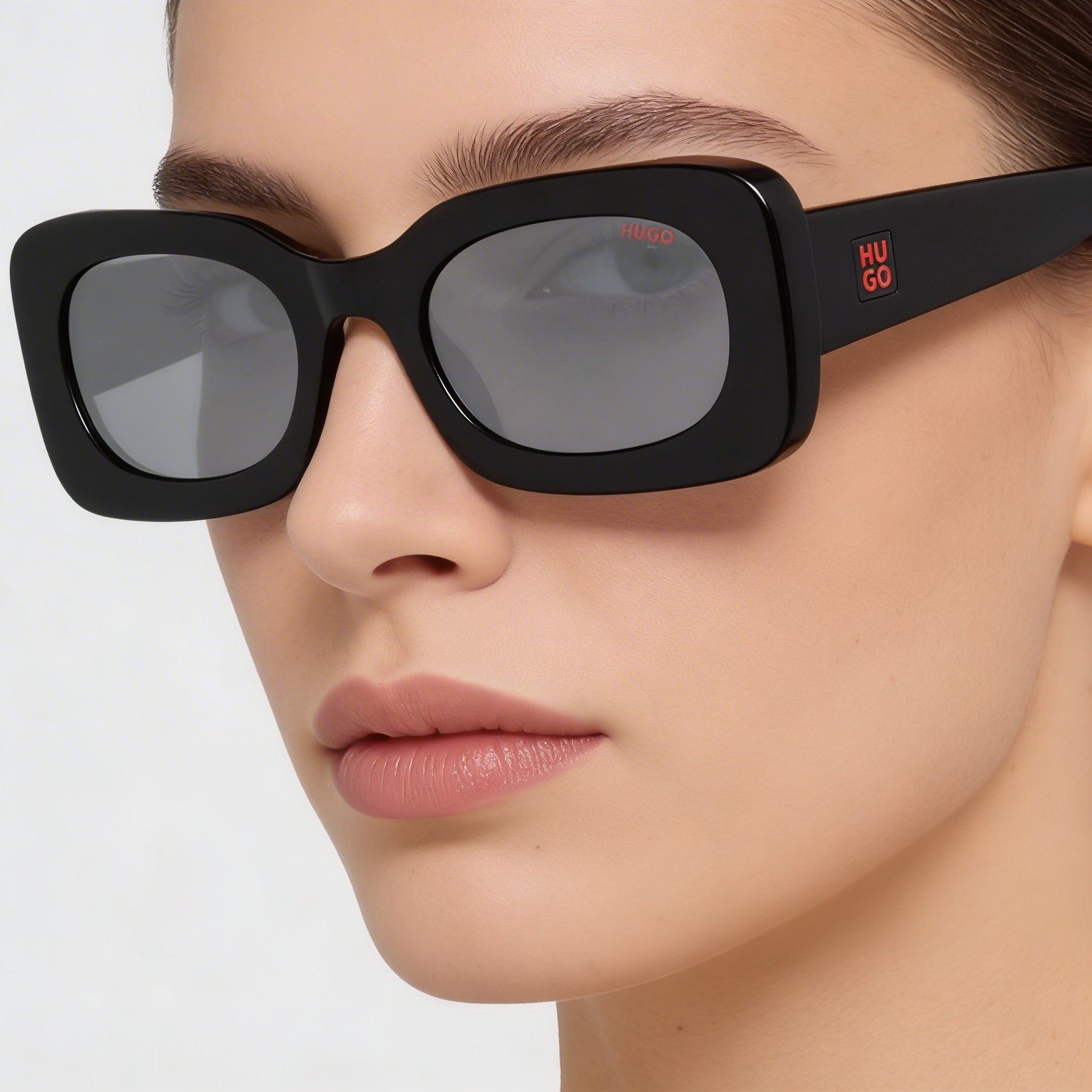 HUGO Casual Women's UV Protection Sunglasses with Black Acetate Frame and Polycarbonate Lenses, 52mm, Photo 4