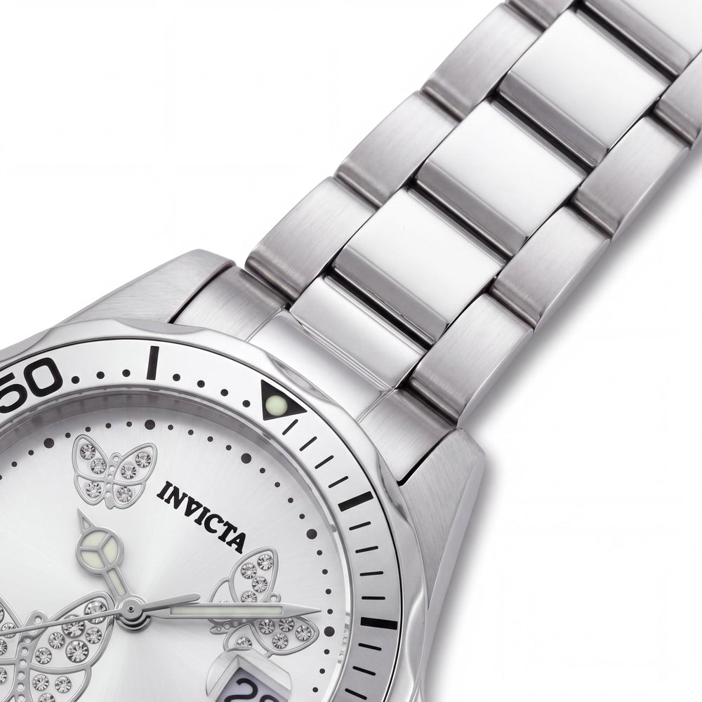 Invicta Angel 12503 Women's Stainless Steel Quartz Watch with Silver Dial, 200M Water Resistant, 38mm