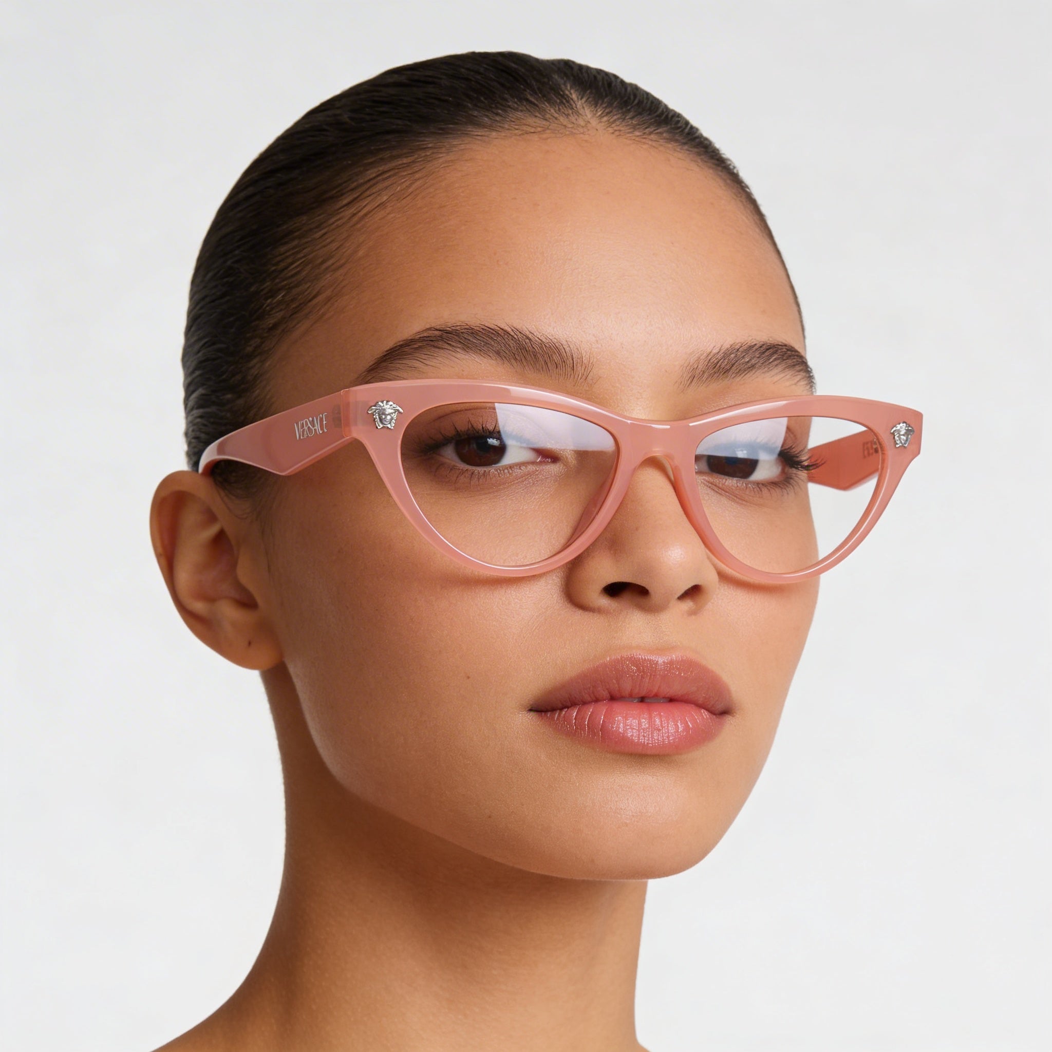 Versace Ve 3364 U Women's Injected Pink Opal Frame Clear Polycarbonate Lens Eyeglasses 52-17-145, Photo 4