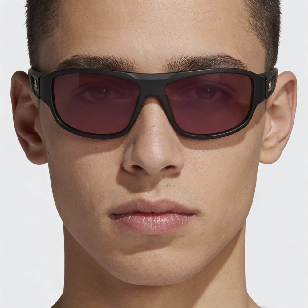 adidas Sp0045 Unisex Matte Black Bordeaux Plastic Eyewear with Non-Polarized Burgundy Red Lenses and UV Protection 61-15-130