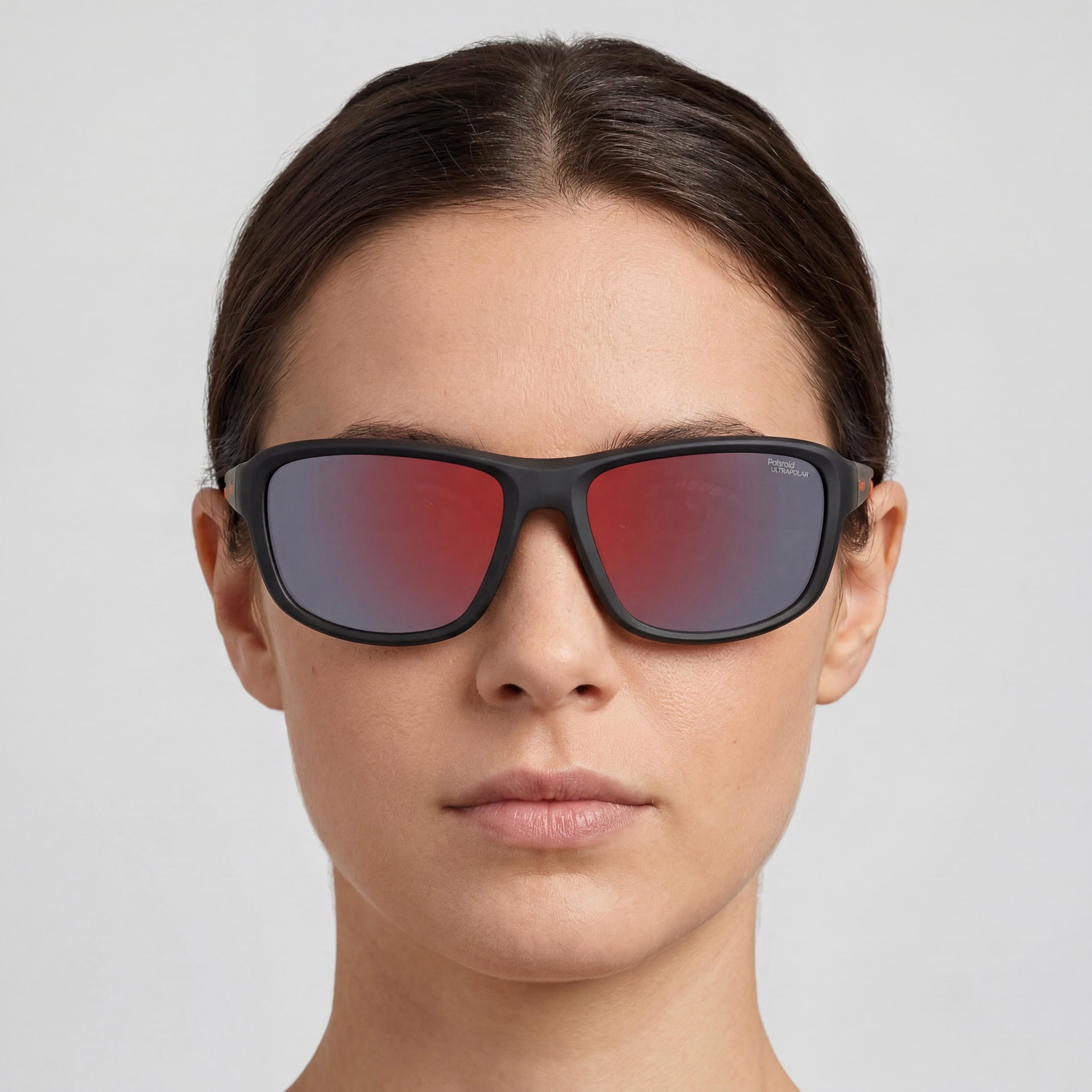 Polaroid Eyewear PLD 7049/S Classic Women's Polycarbonate Black Orange Red Multilayer UV 400 Sunglasses 62mm, Photo 4
