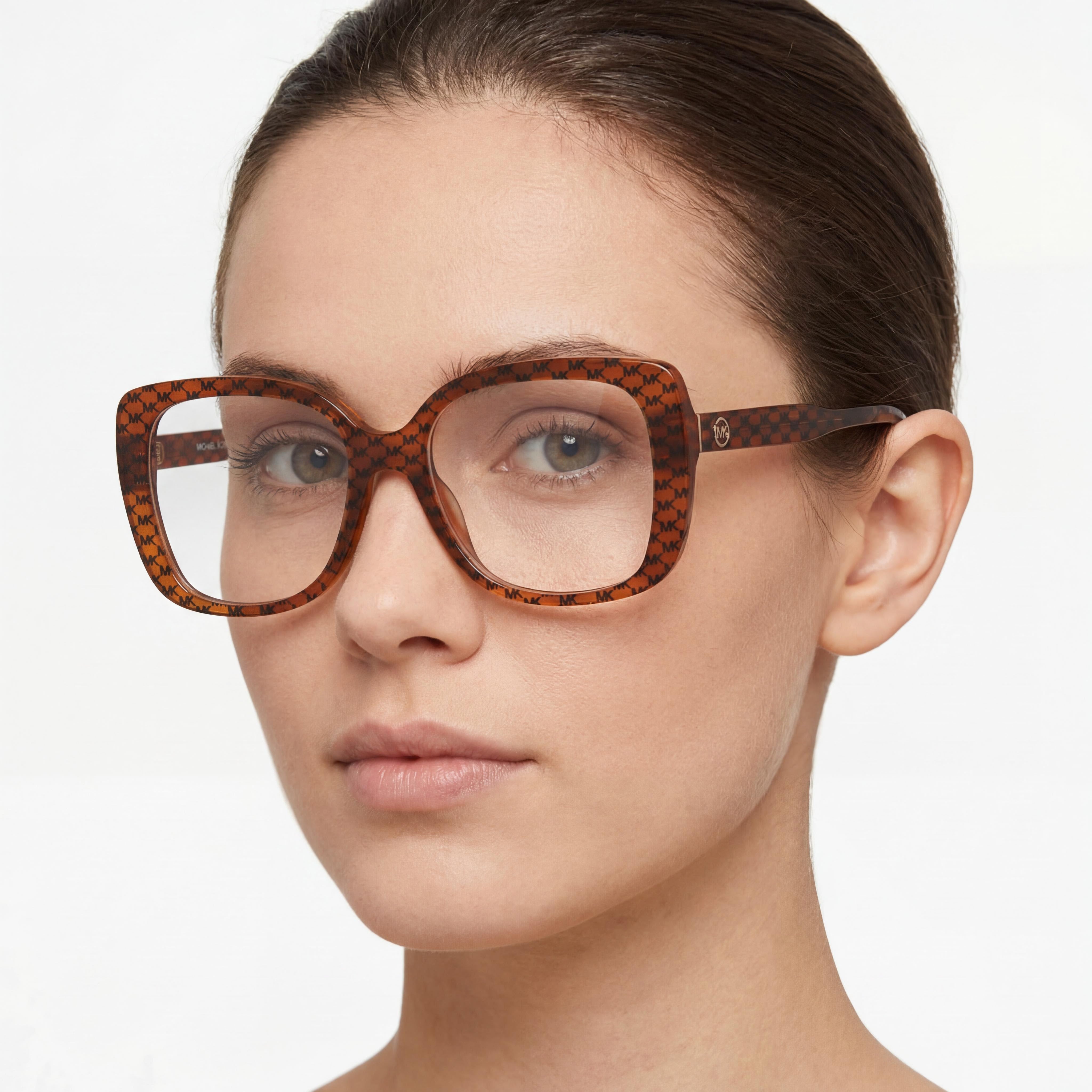 Michael Kors Modern Women's Plastic Eyeglasses in Pattern Amber Heritage with Clear Lens 53mm, Photo 4