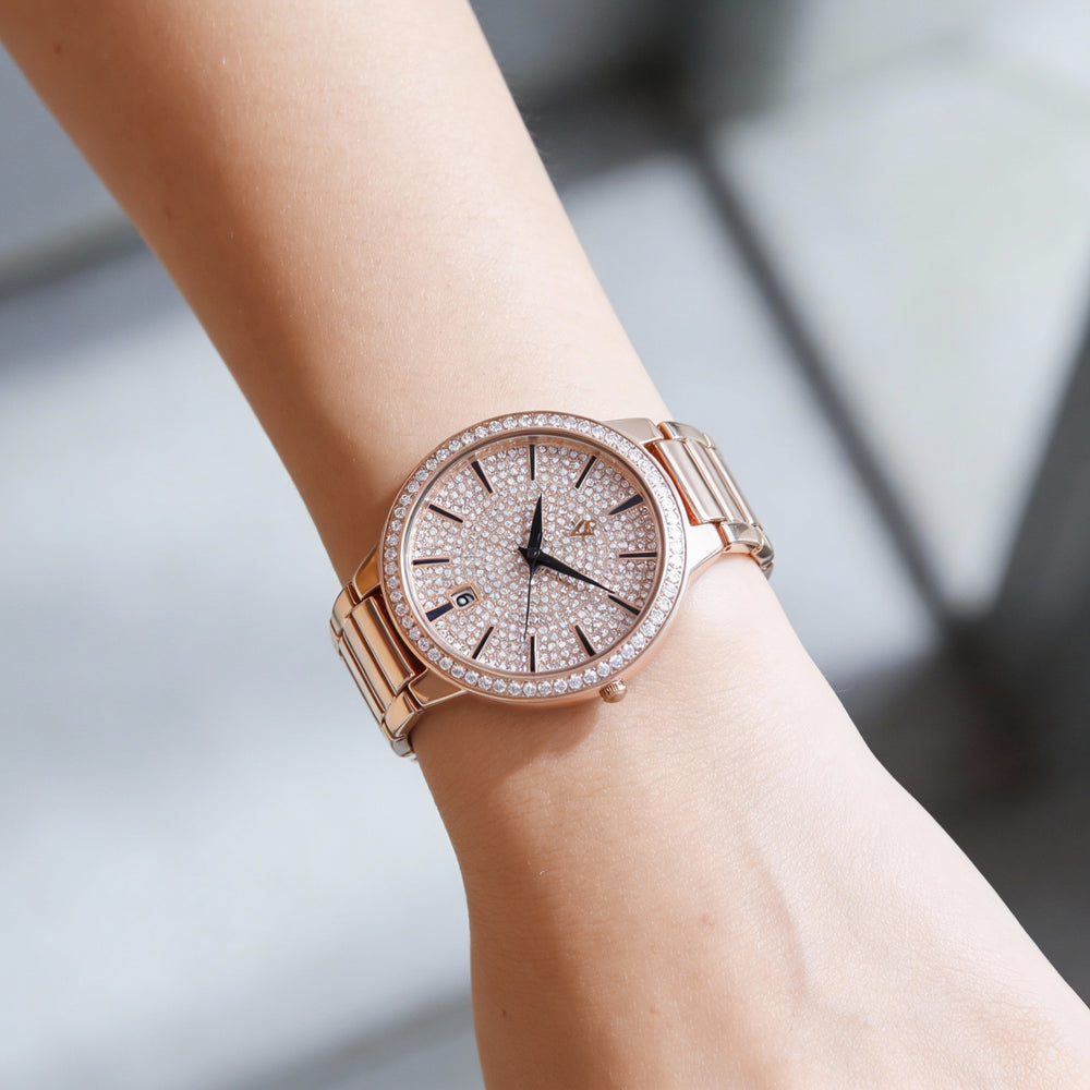 Reloj de cuarzo Christian Van Sant Alessia CV0294A para mujer, de acero inoxidable y oro rosa, con esfera de oro rosa.