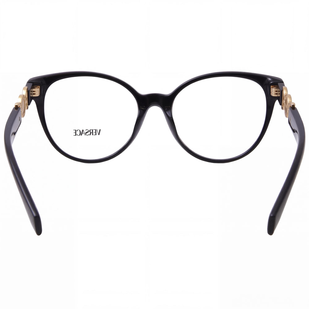 Versace Classic Women's Eyeglasses featuring a Black Acetate Frame and Clear Polycarbonate Lenses, 55mm Lens Width
