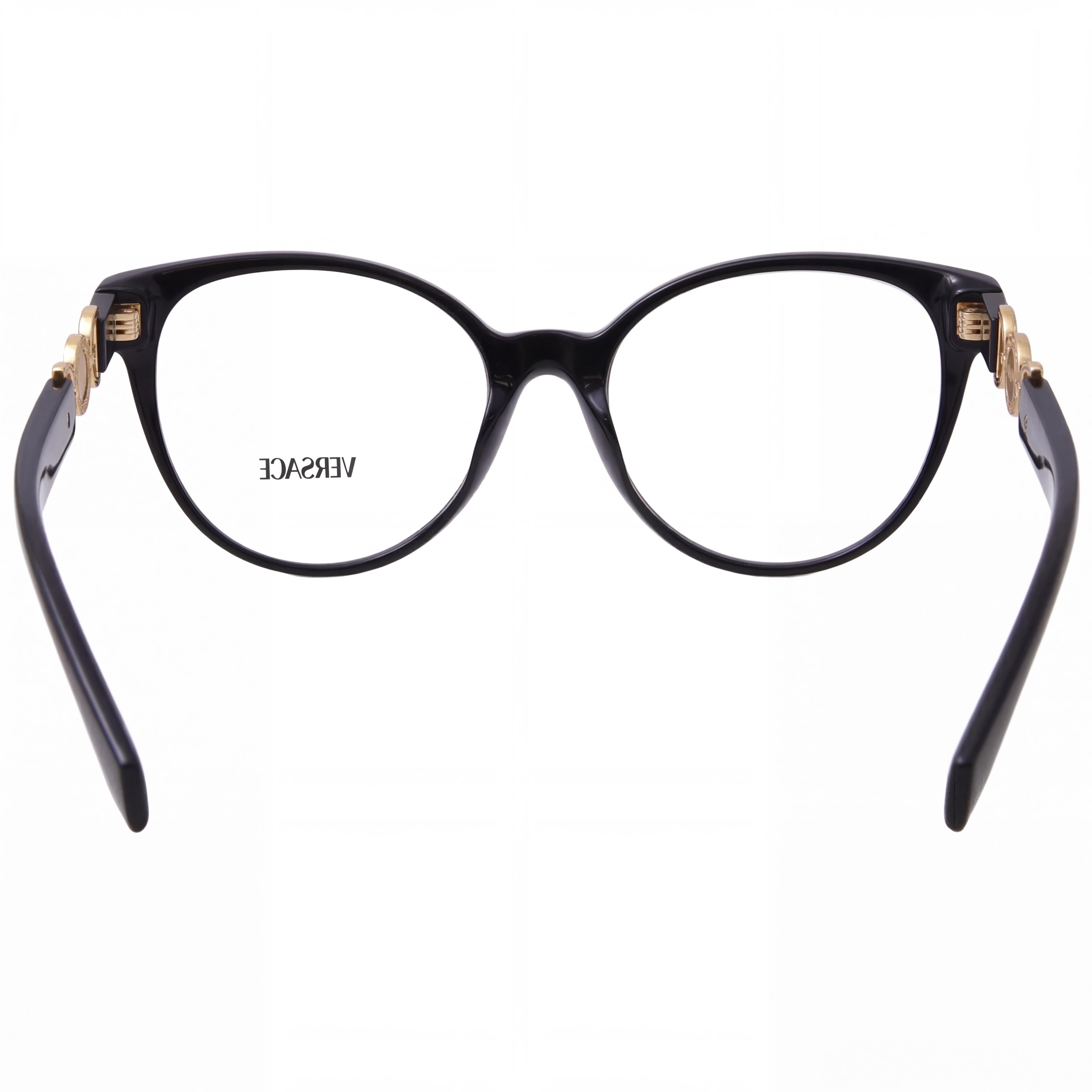 Versace Classic Women's Eyeglasses featuring a Black Acetate Frame and Clear Polycarbonate Lenses, 55mm Lens Width, Photo 3
