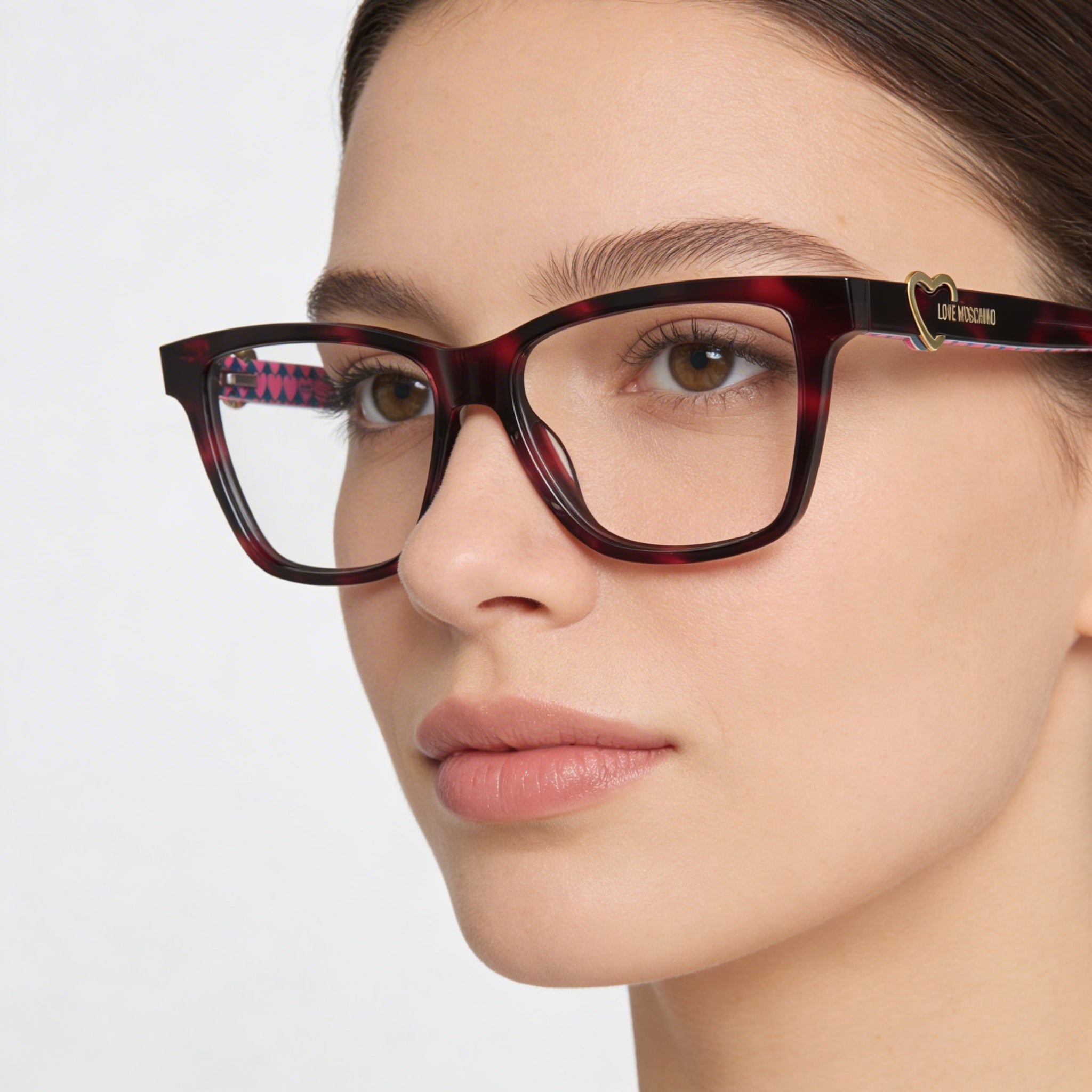 Love Moschino Rectangular Square Women's Multicolored Acetate Eyeglasses 52mm Clear Demo Lenses, Photo 4
