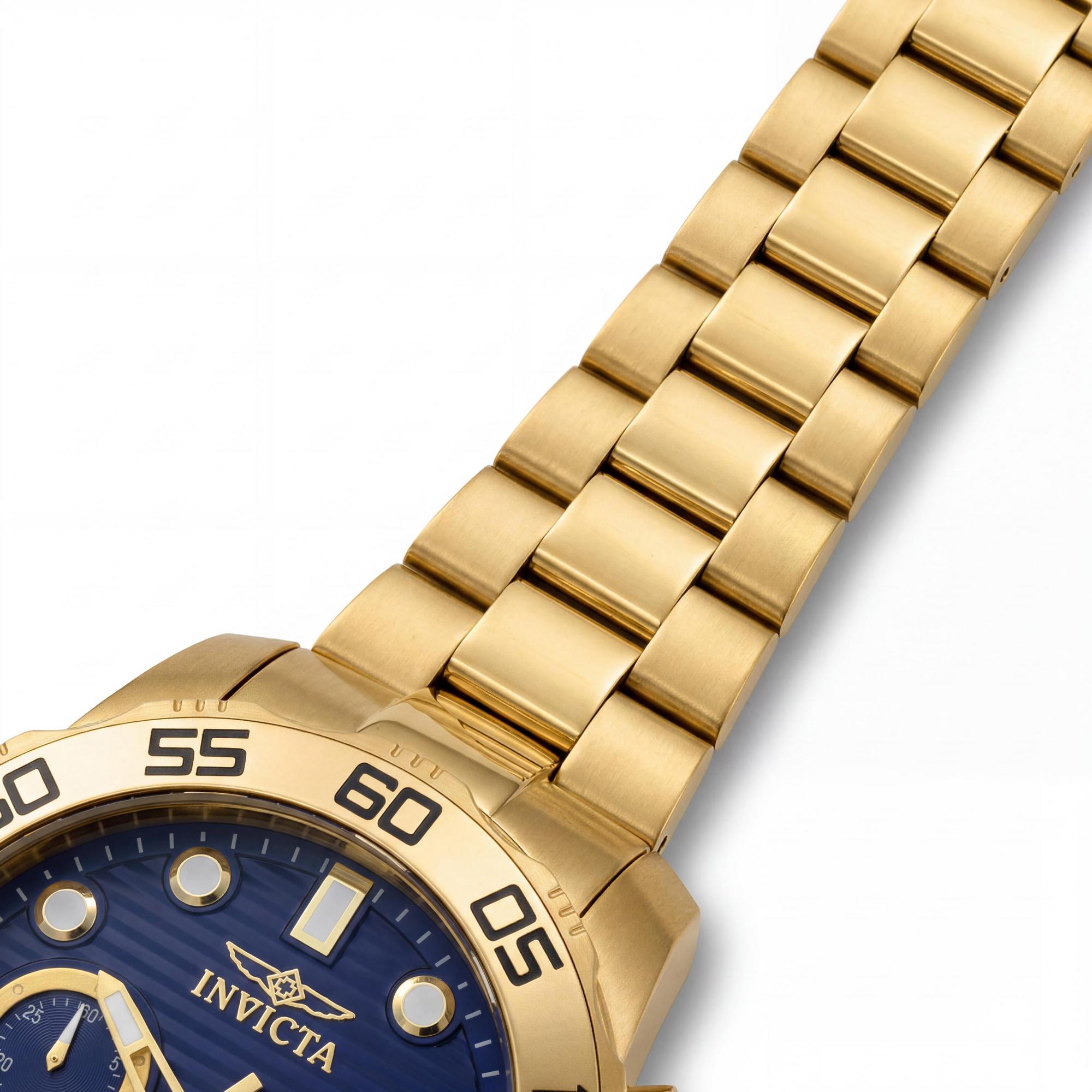 Invicta Men's Pro Diver Scuba Chronograph Blue Dial Gold-Tone Stainless Steel Date Watch 100m Water Resistant, Photo 3