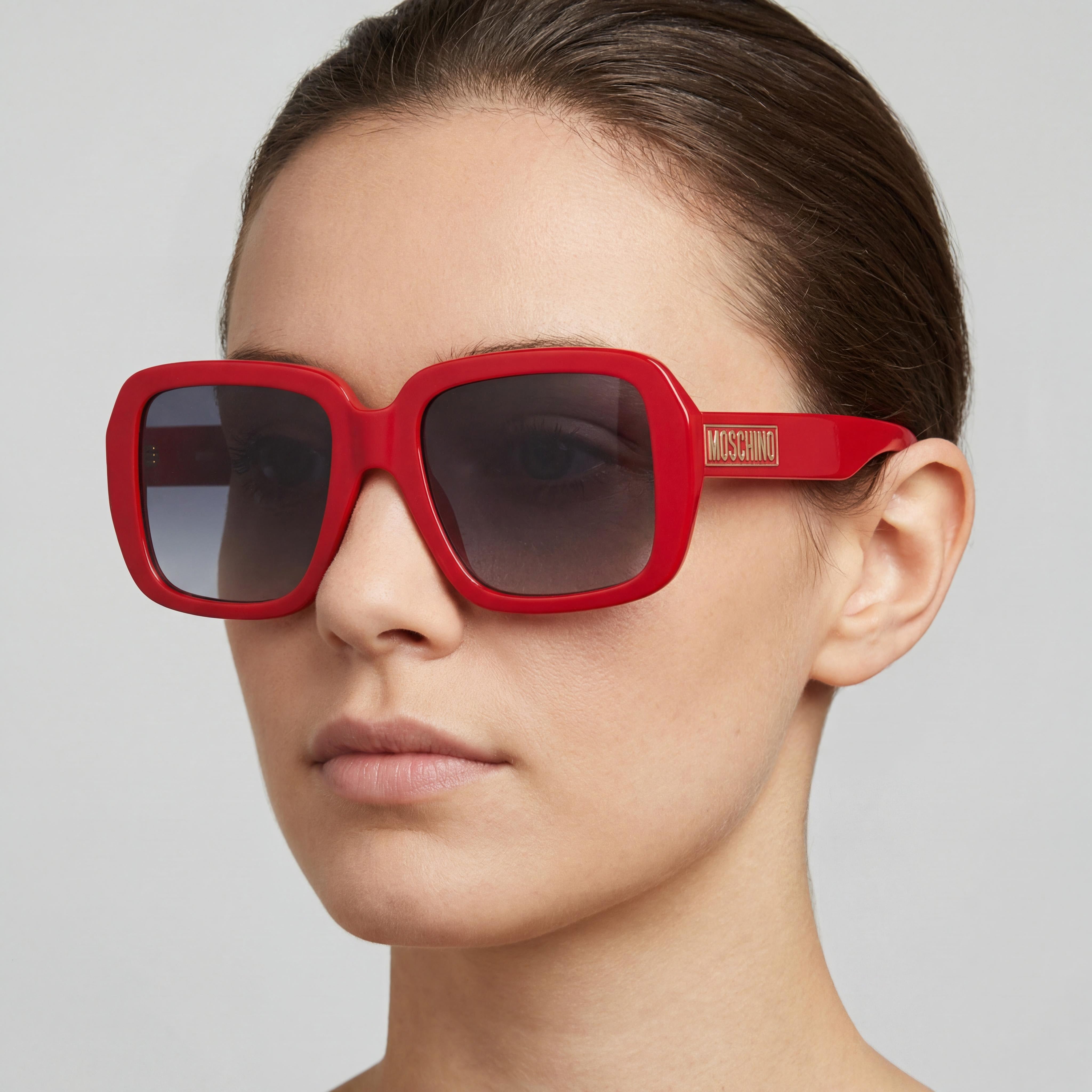 Gafas de sol Moschino estilo clásico para mujer, rojas, con lentes no polarizadas, puente de 19 mm y patillas de 145 mm, Photo 4