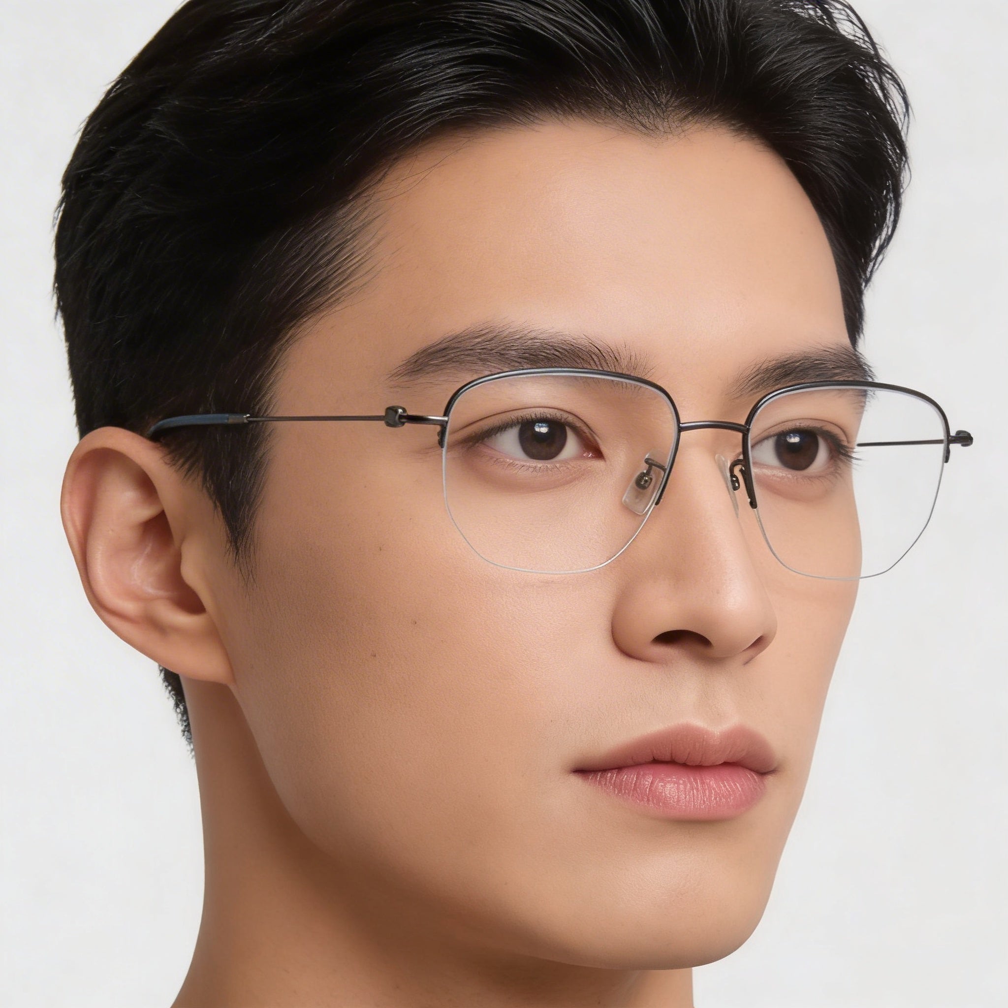 Gafas modernas para hombre Hugo Boss, montura de acero de aleación rutenio oscuro mate, lentes de policarbonato, 54-18-145 mm, Photo 5