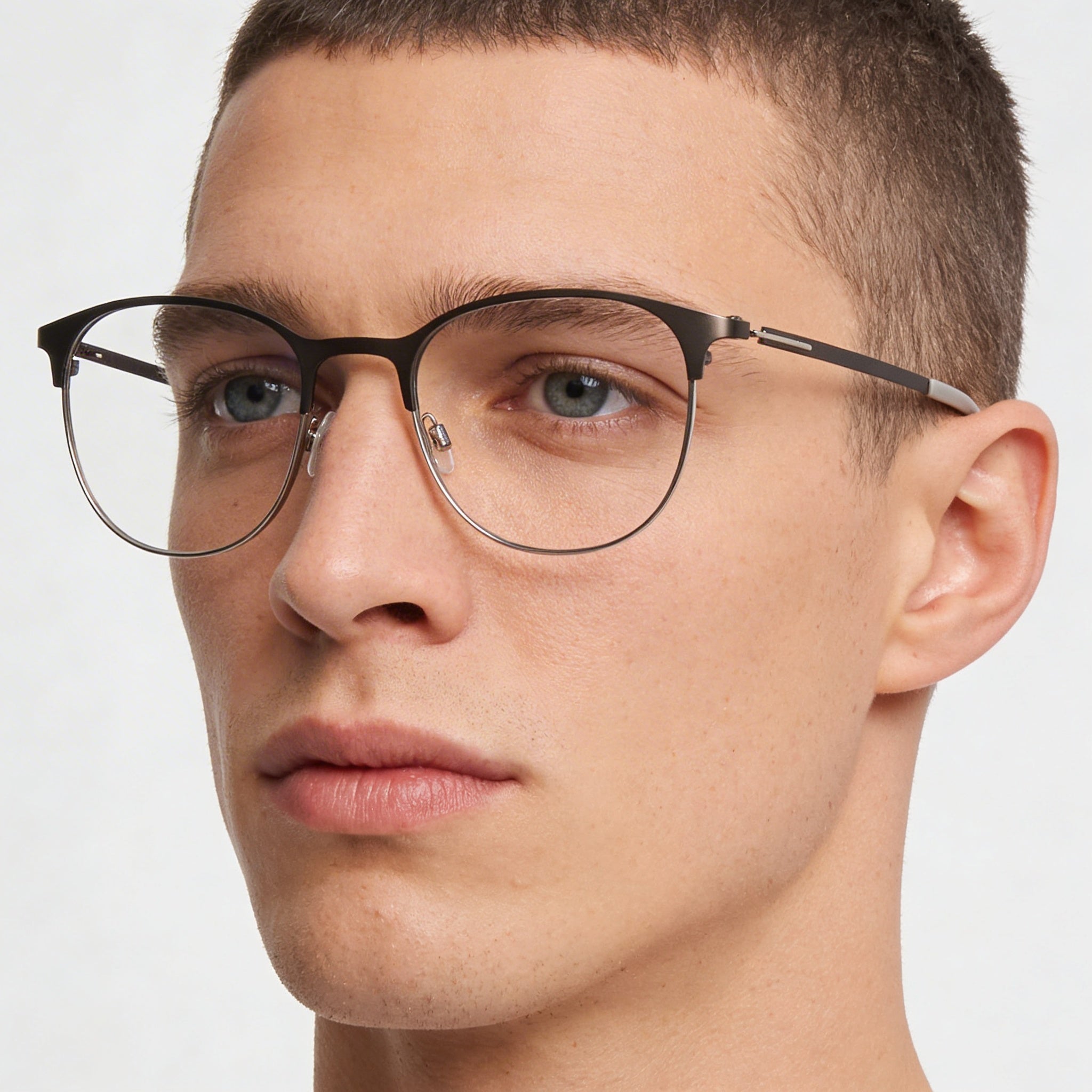 Flexon E1142 Men's Optical Eyeglasses, Matte Gunmetal Metal Frame, Lens 51mm Bridge 20mm Temple 145mm, Photo 5