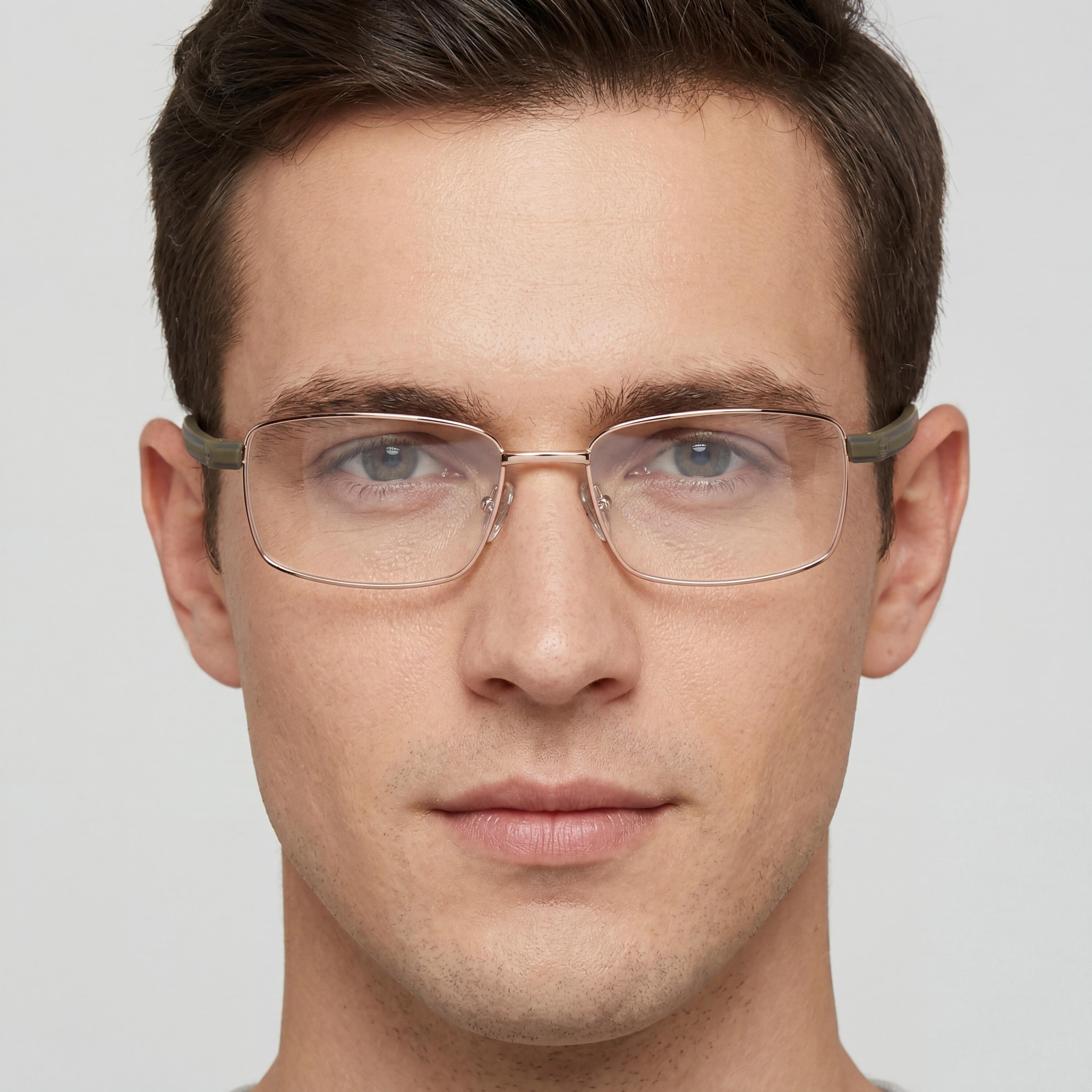 Gafas Timberland rectangulares de hombre, montura de metal negro mate, lentes transparentes 56-17-150, Photo 3