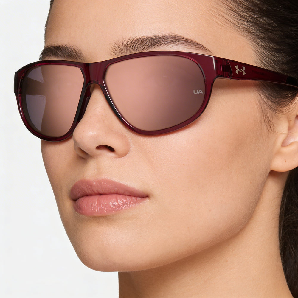 Gafas de sol Under Armour UA Intensity para mujer, con cristales rojos TR90 y protección UV, de 59 mm, con efecto espejo en oro rosa