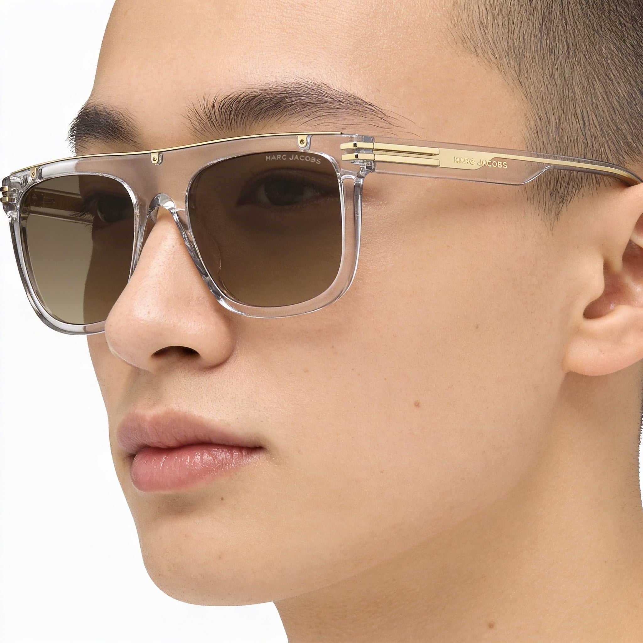 Marc Jacobs Modern Unisex Clear Frame Gradient Dark Brown Lens UV Protection Sunglasses 56mm, Photo 3