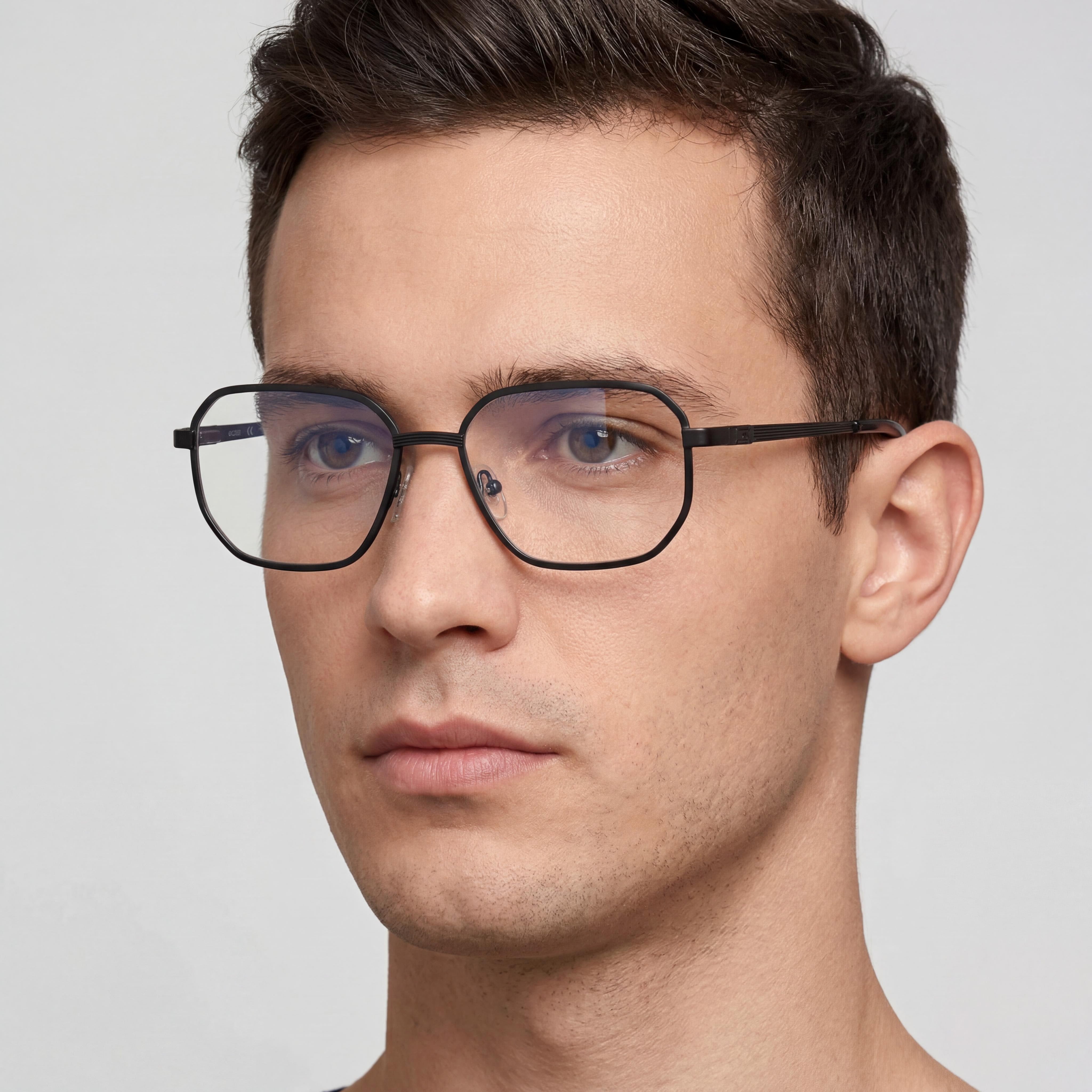 GUESS Gu50240 Men's Matte Black Metal Frame Eyewear with Non- Transparent Lenses, Lens Width 56mm, Photo 4