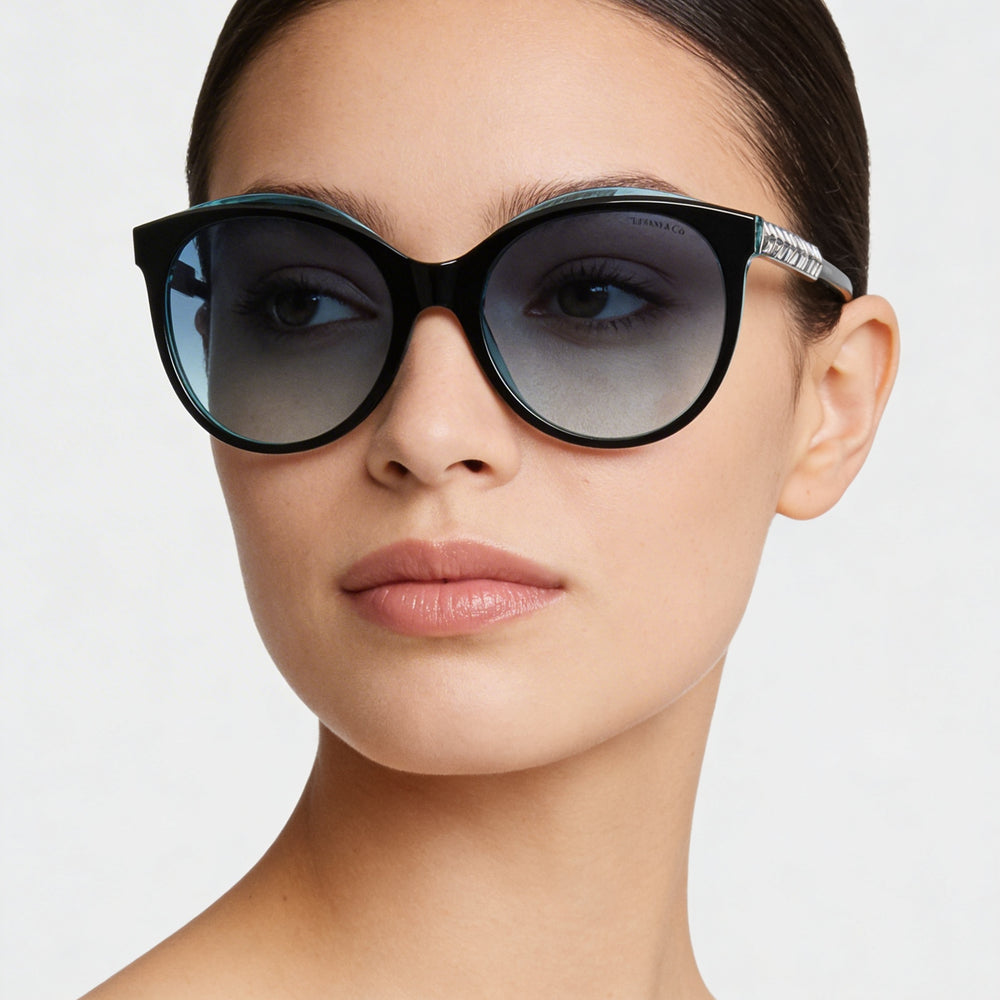 Tiffany Contemporary Women's Black on Crystal Tiffany Blue Plastic UV Protected Eyewear 55mm