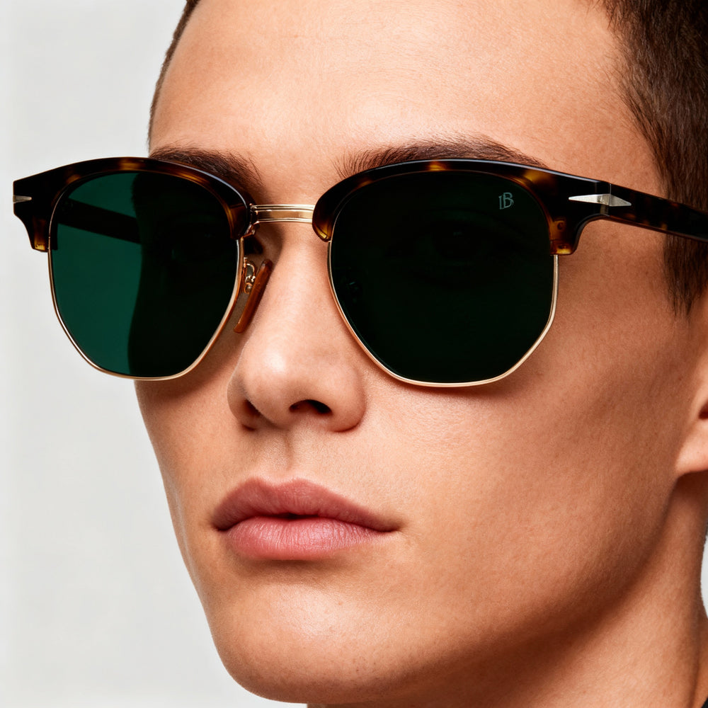 David Beckham DB 1002/S Unisex Dark Havana Acetate Sunglasses, Green CR39 Non-Polarized Lenses, 51mm