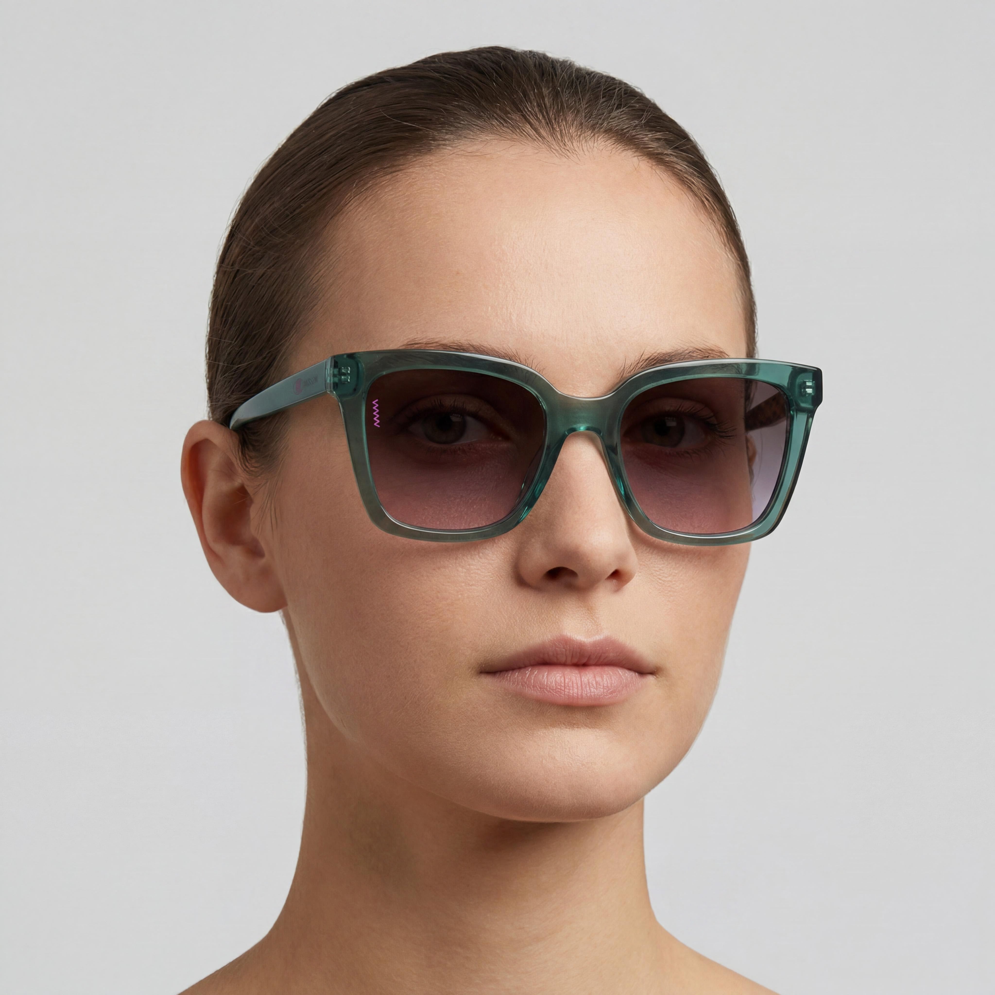 Missoni Women's Square Sunglasses, Verde Azulado Acetate Frame, Teal Polycarbonate Lenses, 53-19-140, Photo 5