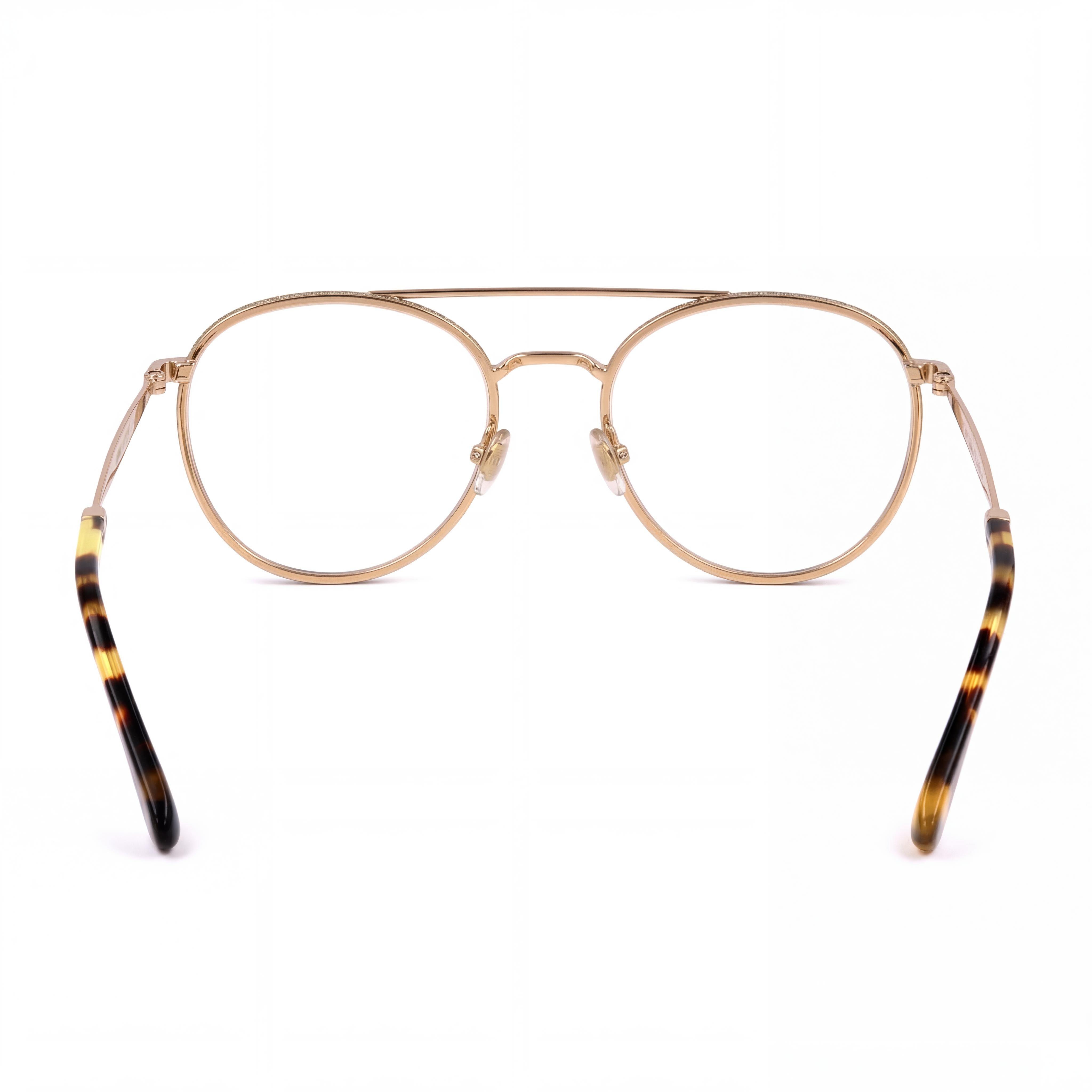 Gafas ópticas redondas de acero inoxidable dorado con cristales y purpurina para mujer de JIMMY CHOO, 51 mm, Photo 4