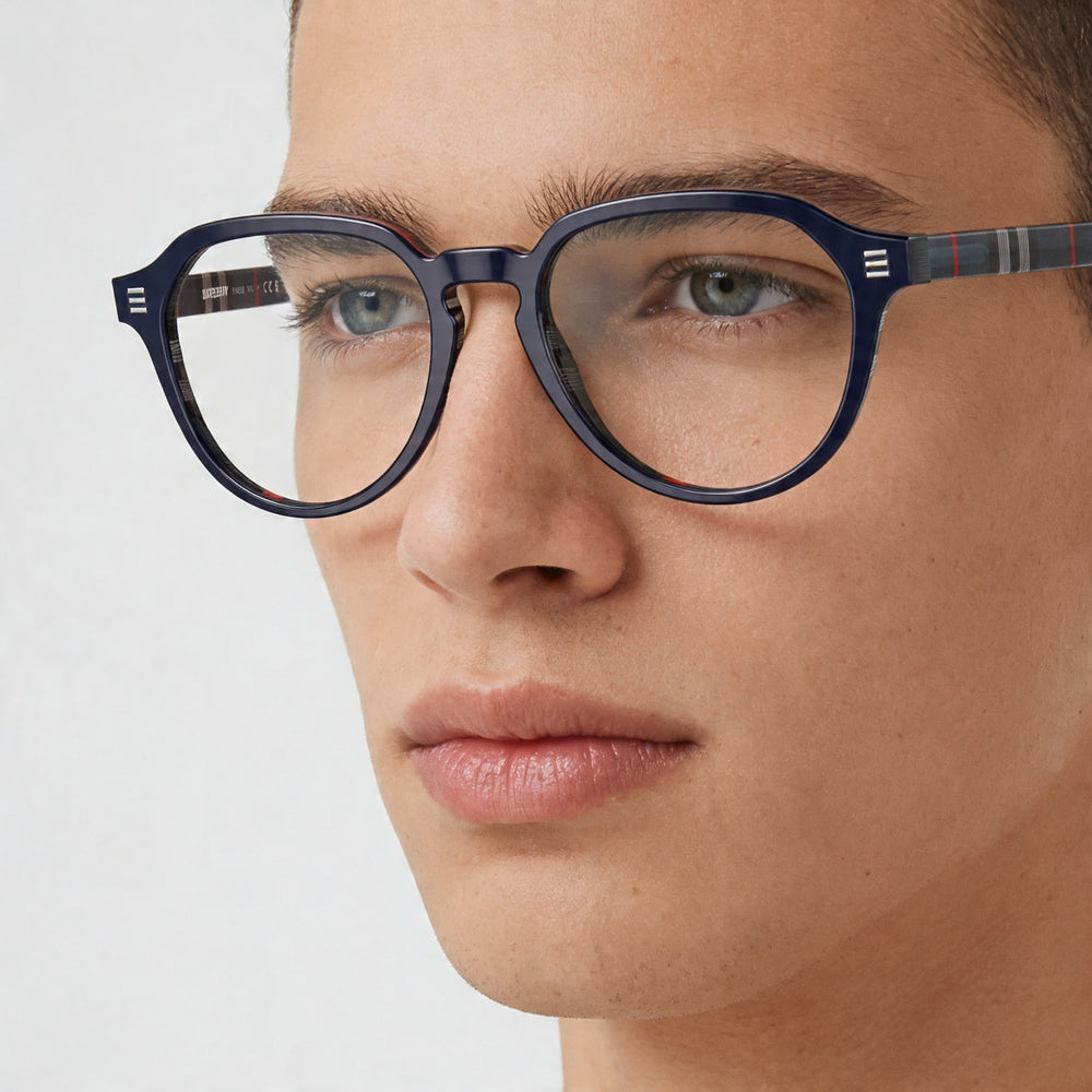 BURBERRY Be 2368 Men's Blue Navy Check Plastic Frame Eyeglasses 54mm