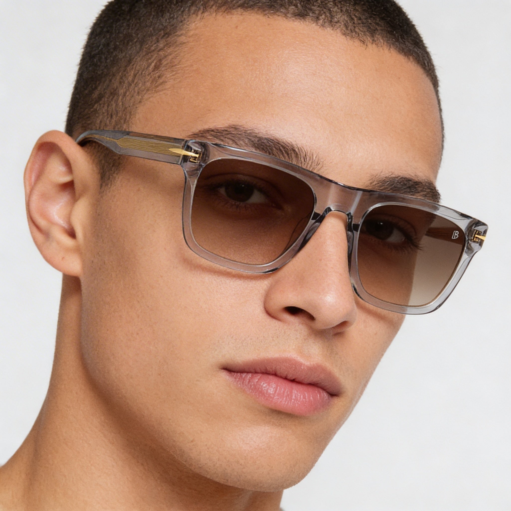 Beckham Modern Men's Acetate Crystal Grey Sunglasses 54mm, Photo 4