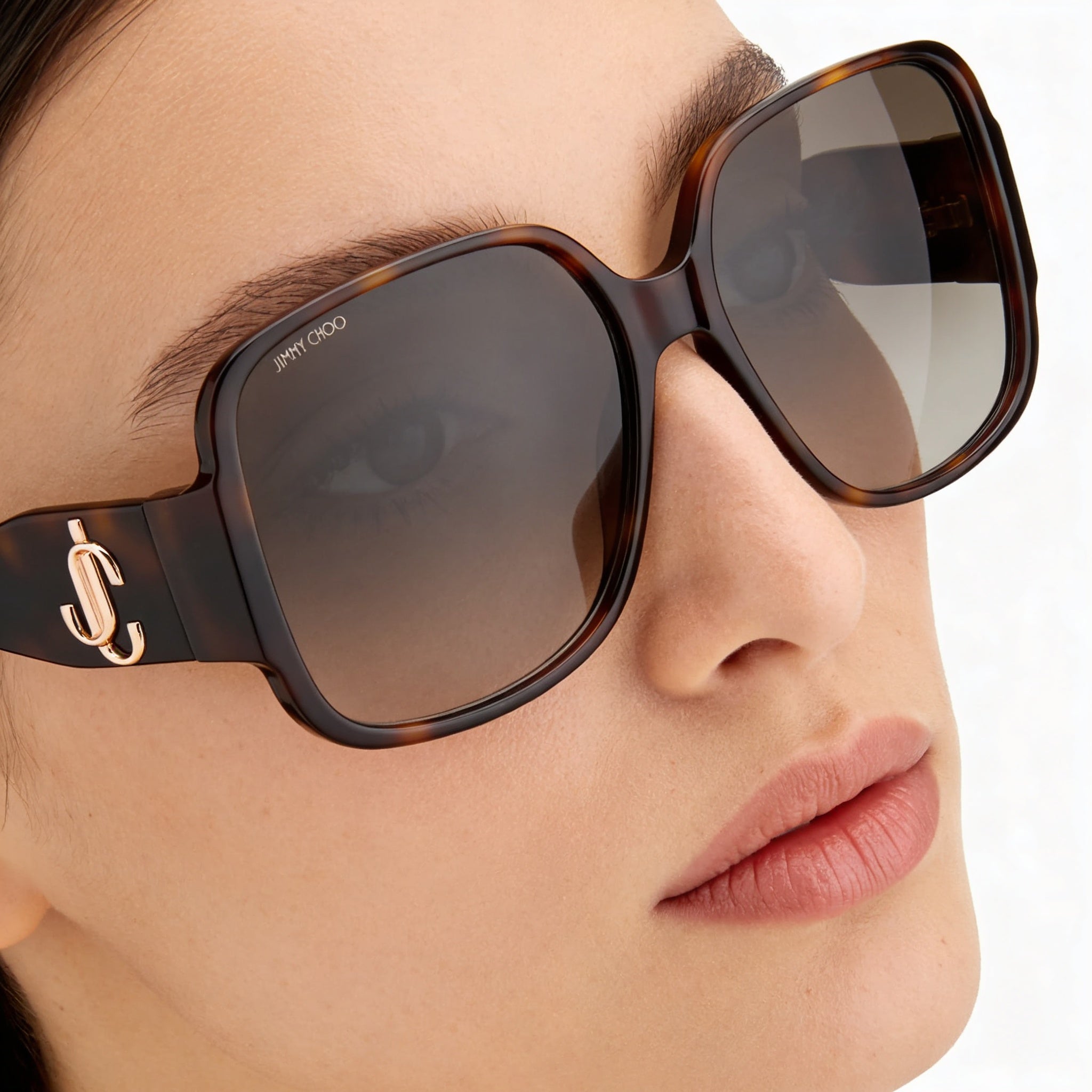 Jimmy Choo Tara/S - Gafas de sol cuadradas de acetato Havana para mujer con lentes marrones degradadas, 100 % protección UV, sin polarizar, 59 mm, Photo 3