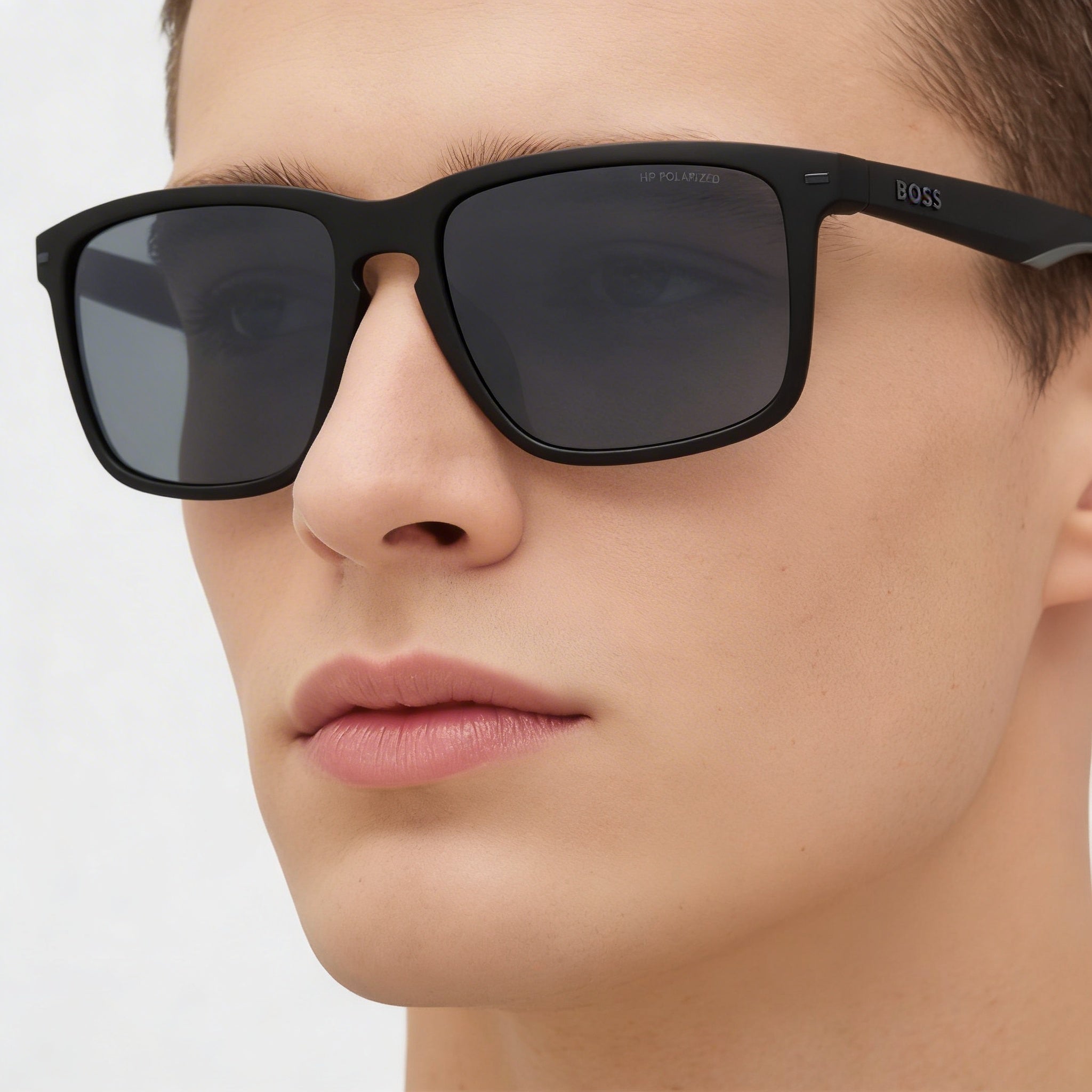 Hugo Boss Contemporary Unisex Matte Black Grey Frame Dark Grey Lens Polycarbonate Non-Polarized 59mm, Photo 5