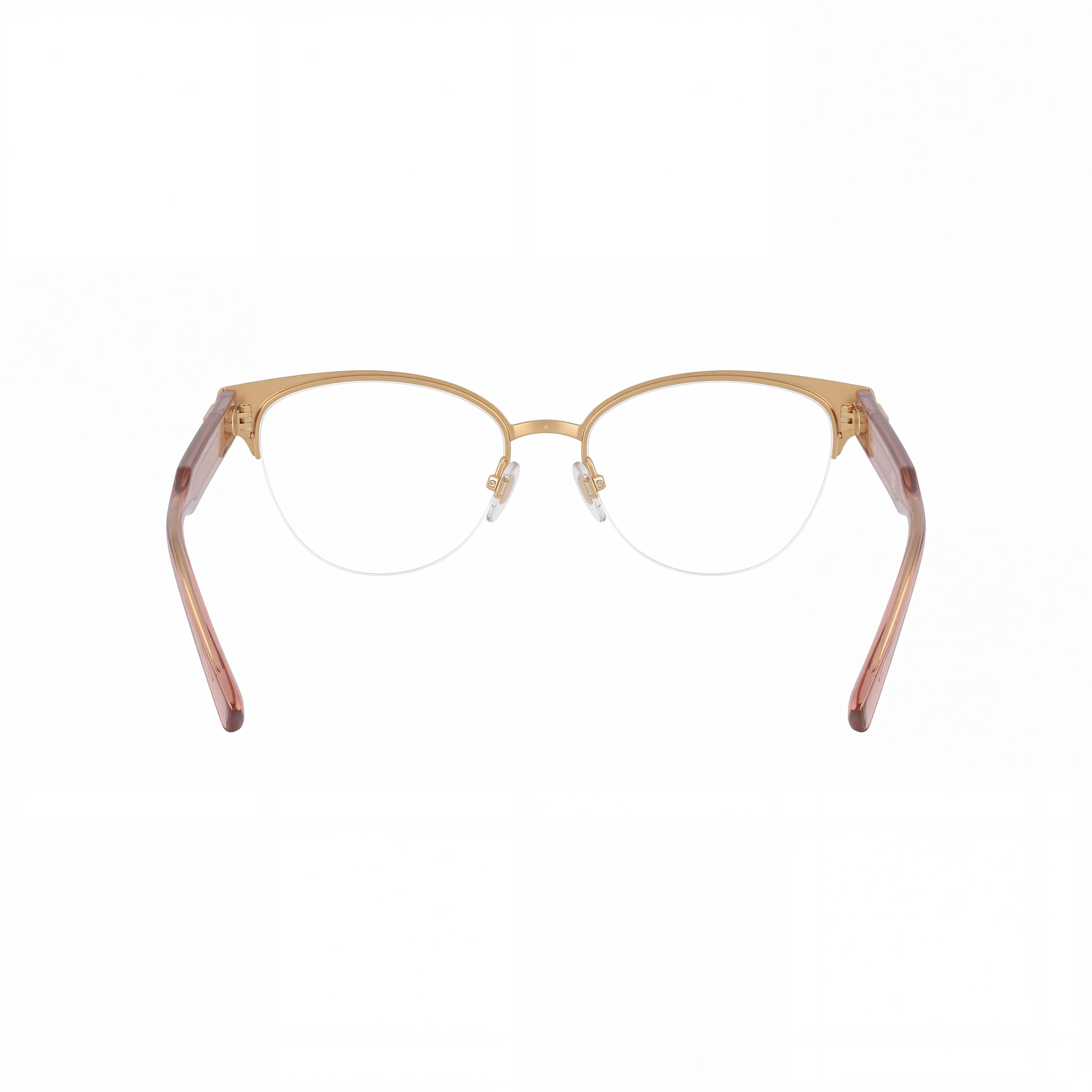 Versace Ve 1265 Women's Gold, Pink Gold Metal Semi Rimless Oval Eyeglasses with Clear Lenses 53mm, Photo 4