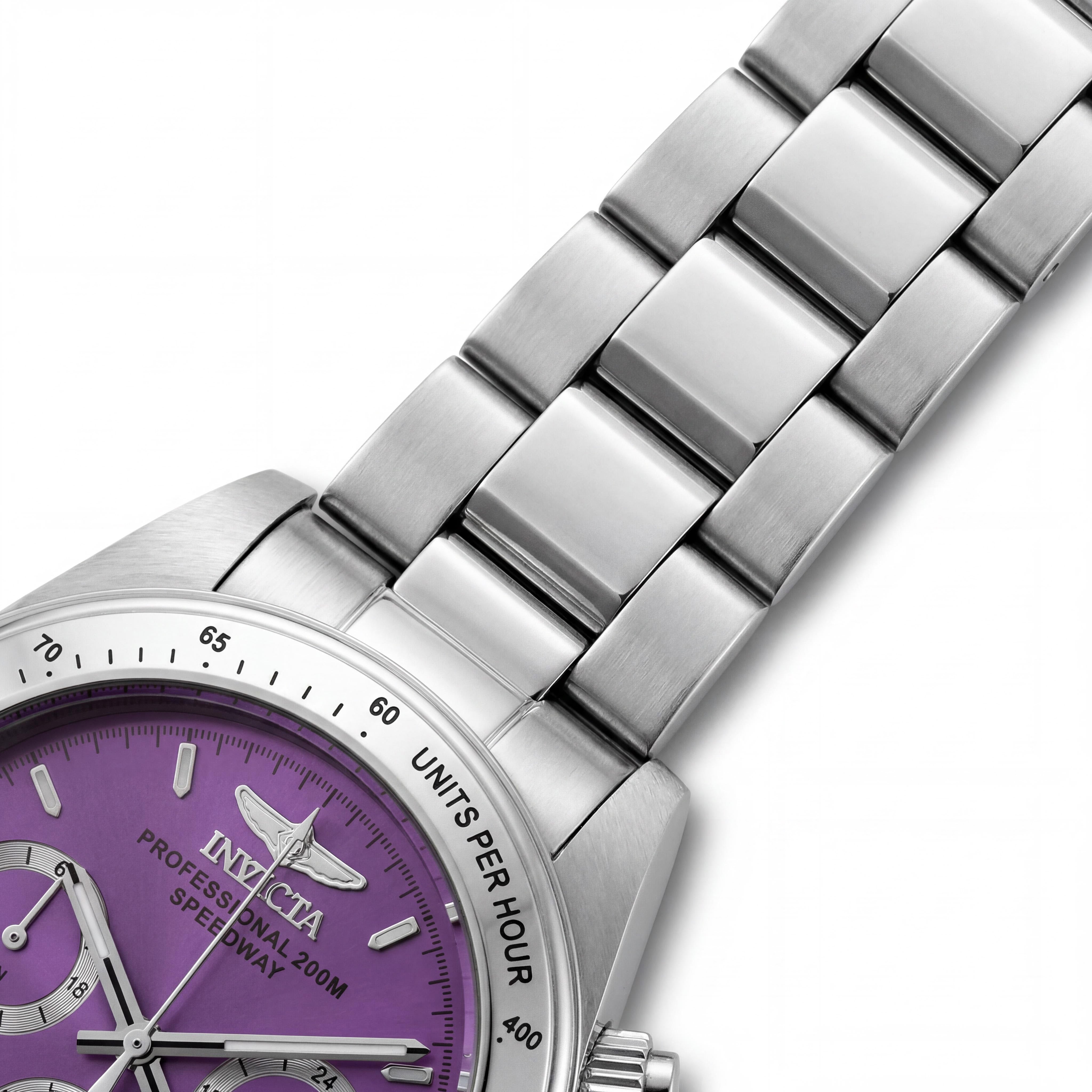Invicta Bracelet 16656 Unisex Chronograph Watch, Purple Silver, Japanese Quartz, 200M Water Resistant, Date Display, Photo 3