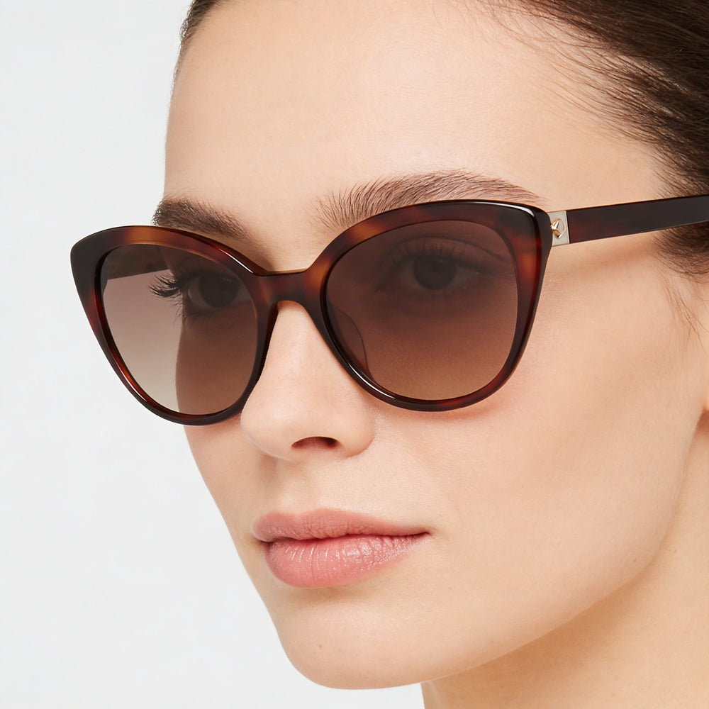 kate spade new york Gafas de sol casuales para mujer con protección UV, de acetato, color habana beige y marrón, lentes degradadas marrones de 55 mm