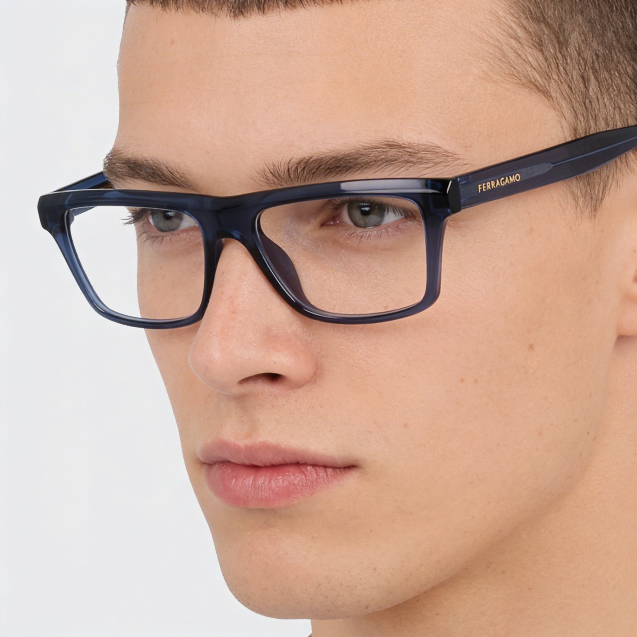 Ferragamo Sf2988 Men's Polarized Transparent Azure Metal Eyewear with Polycarbonate Lenses 54mm, Photo 5