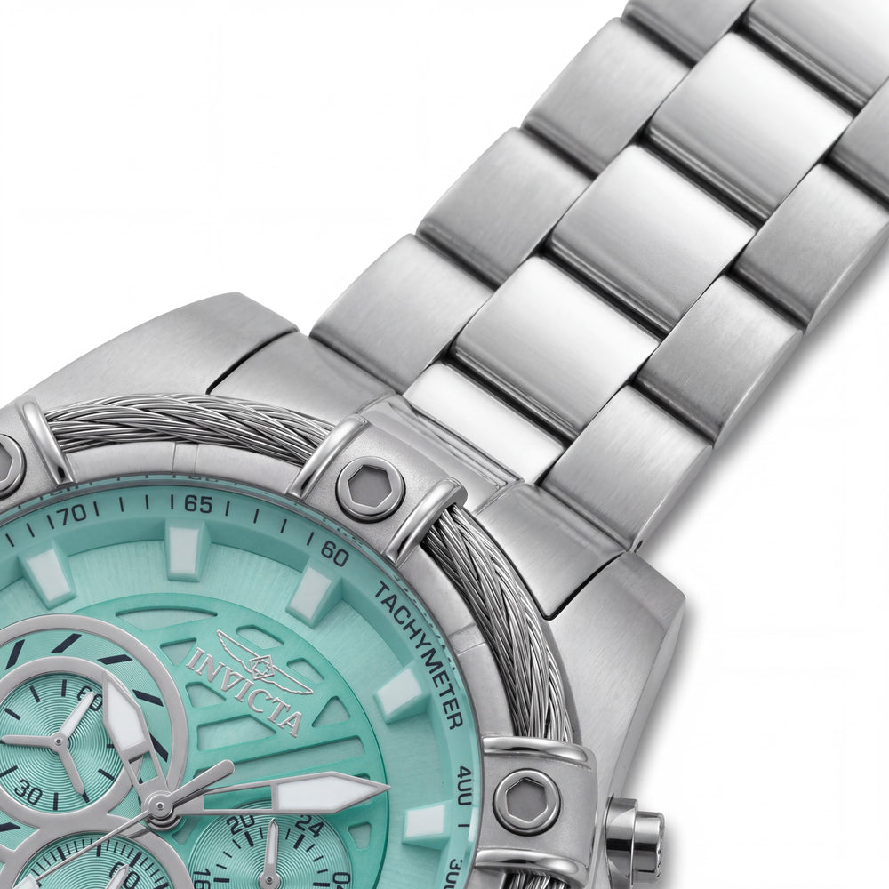 Invicta Bolt 45874 Reloj cronógrafo unisex de cuarzo con esfera azul, acero inoxidable plateado, 52 mm