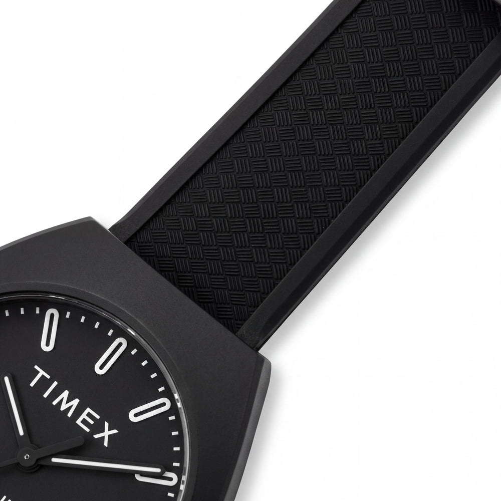 Timex TW2W42100VQ Unisex Minimalist Eco-Friendly Bio-Resin Case & Strap Black/White Water Resistant 40mm Watch