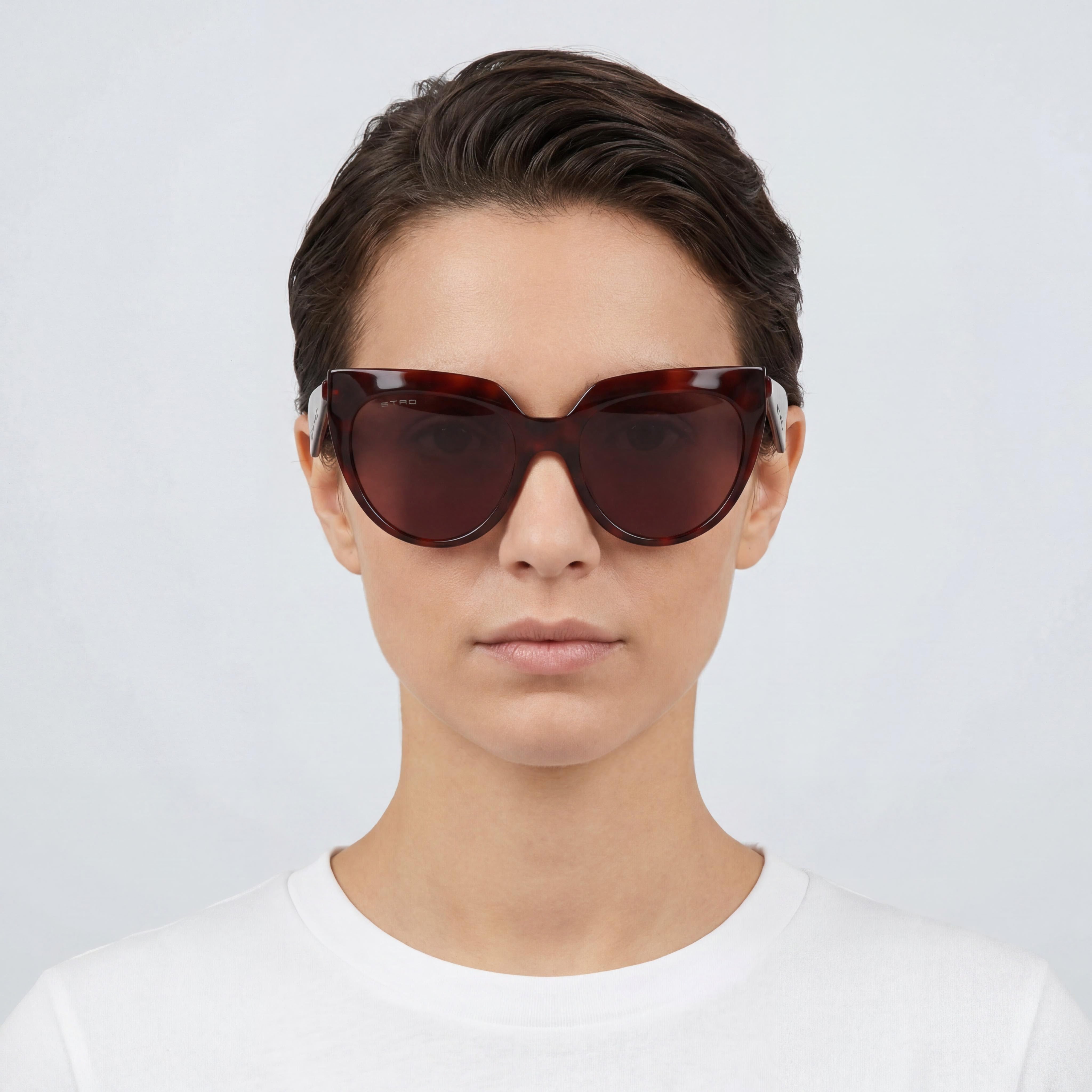 Etro Women's Casual Havana Acetate Frame Polycarbonate Non-Polarized Sunglasses 55mm Lens Width, Photo 4