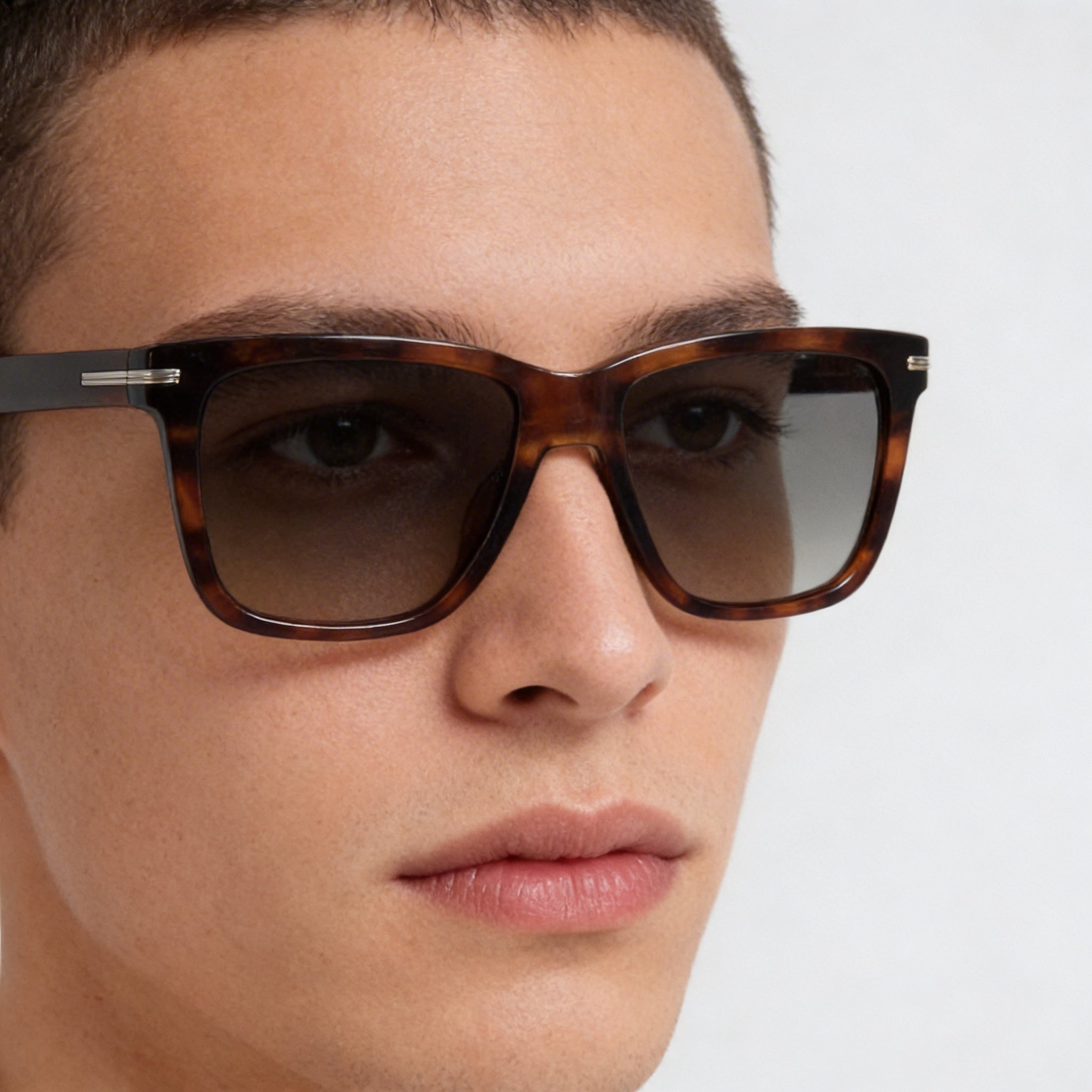 Hugo Boss 1598/S Style & Expression Unisex Rectangular Eco Acetate Brown Horn Grey Lens 55mm Sunglasses, Photo 3