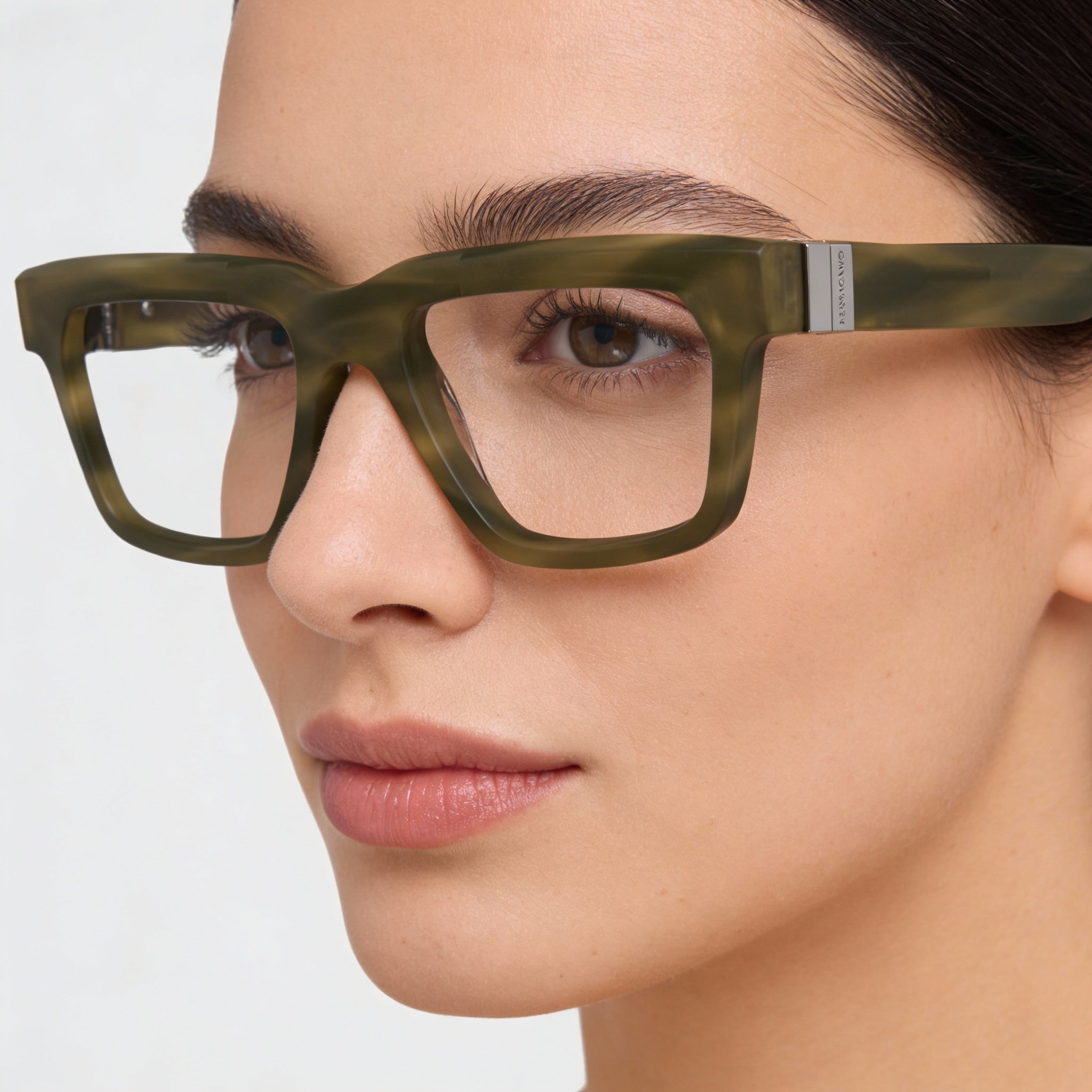 Salvatore Ferragamo Women's Modern Eyewear with Acetate Frame in Striped Khaki and 52mm Lens Width, Photo 5