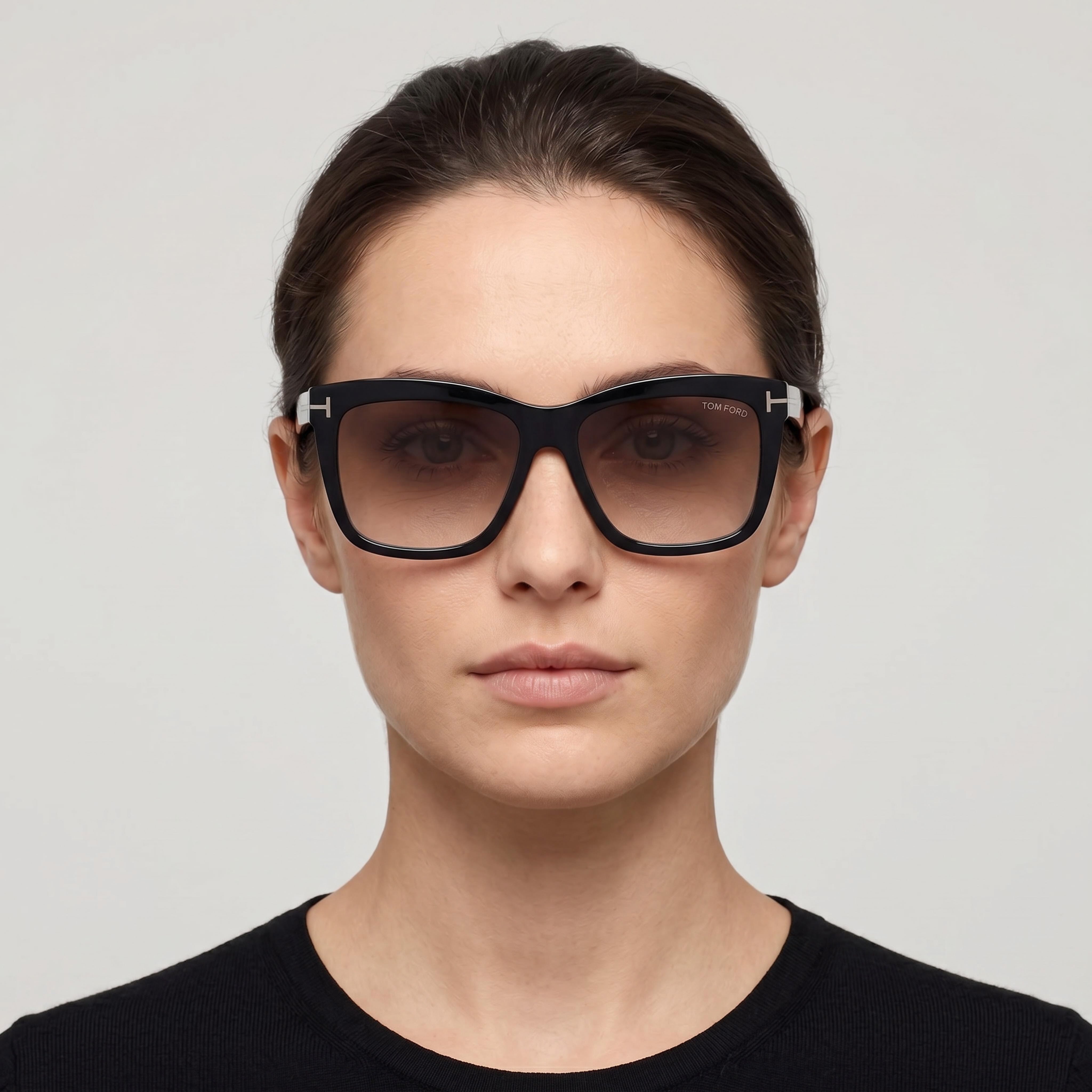 Gafas de sol Marcolin Classic para mujer con montura negra brillante, lentes negras y filtro azul de plástico de 54 mm, Photo 3