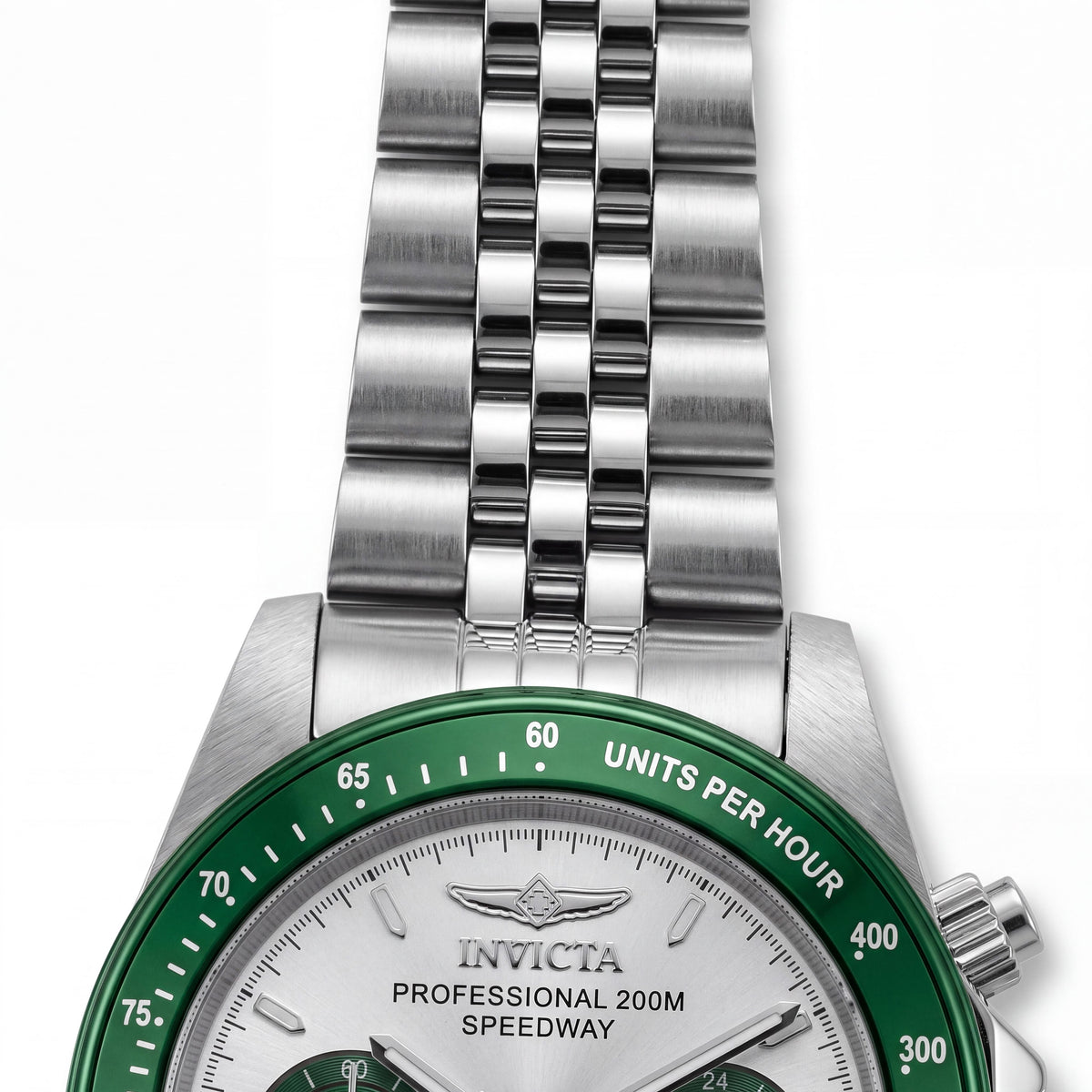 Invicta Speedway 36734 Reloj unisex de cuarzo con caja de acero inoxidable plateada de 39,5 mm, manecillas luminosas, resistente al agua, Photo 3