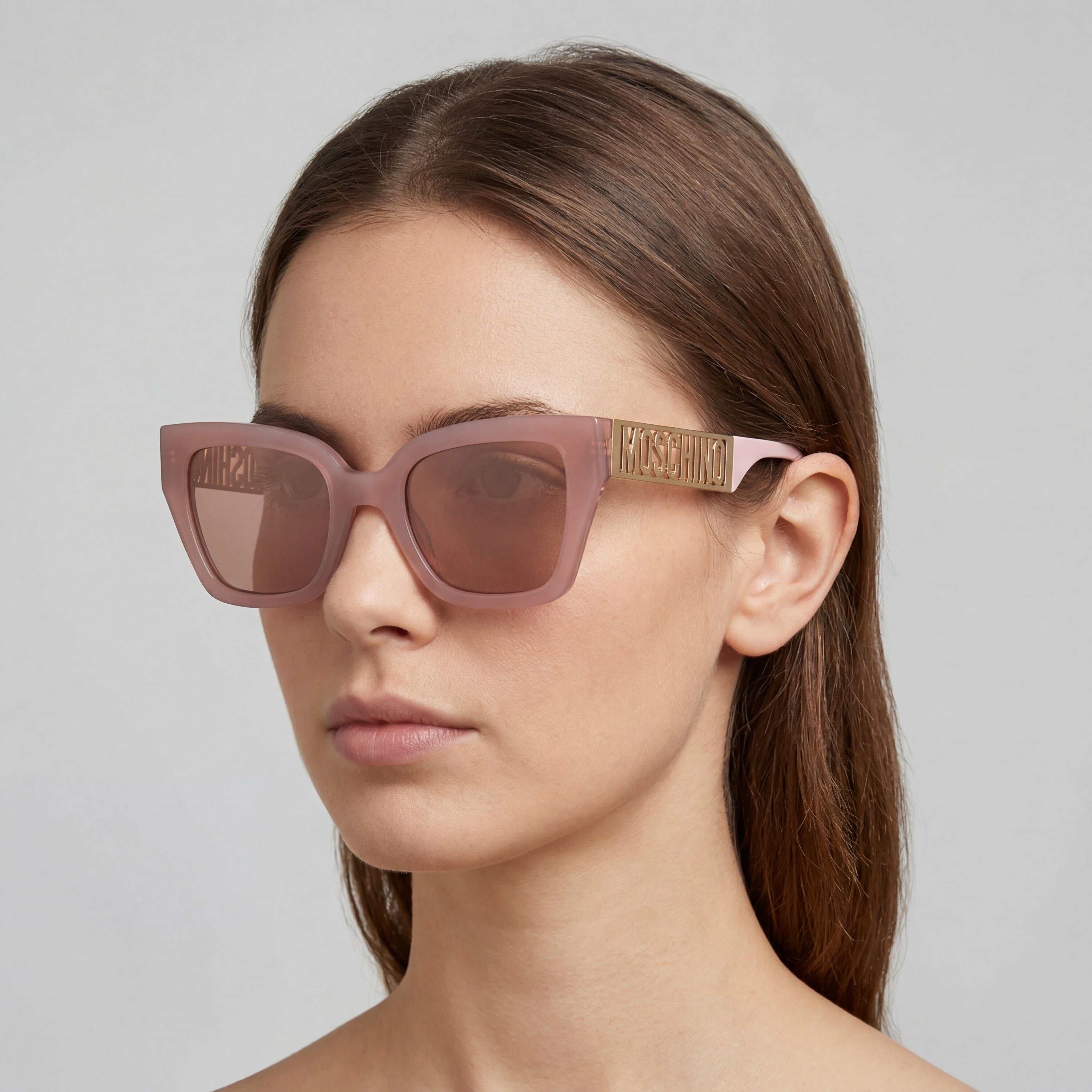 Moschino Casual Women's Pink Acetate Sunglasses, Pink Flash Silver Non-Polarized Lenses, UV Protection, 53mm, Photo 5