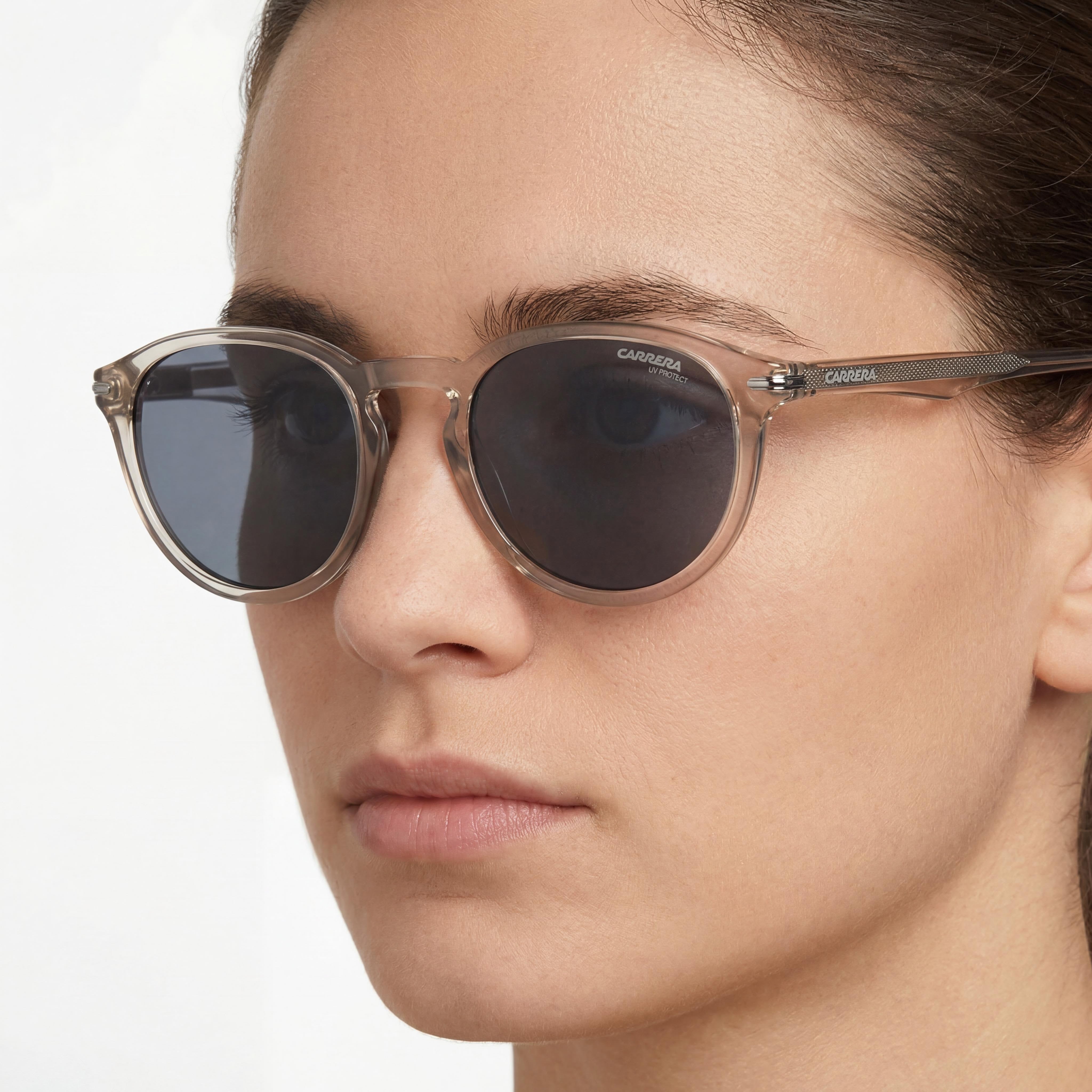Carrera 277/S Unisex Transparent Mud Brown Propionate Frame Sunglasses with Crystal Nude Blue UV Protected Lenses 50mm, Photo 4