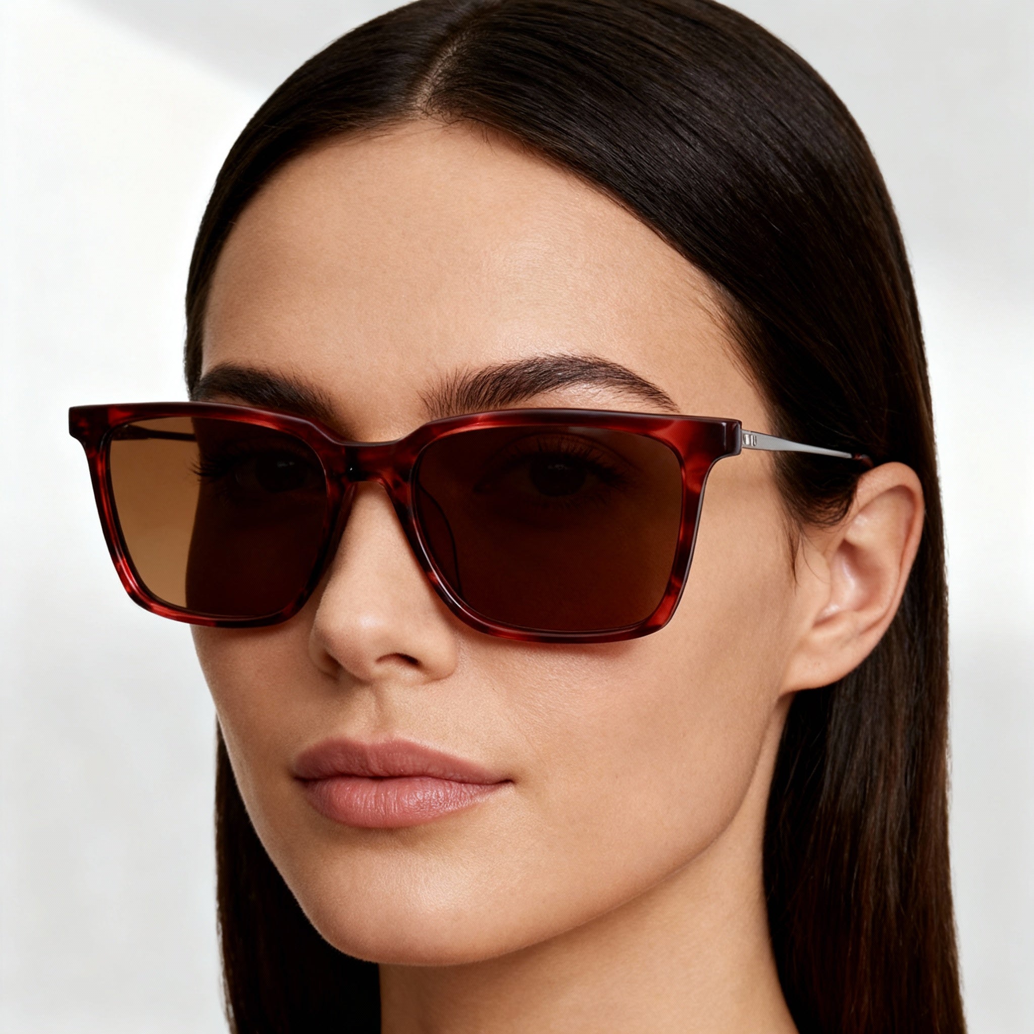 Calvin Klein Ck19703s Women's Burgundy Havana Acetate Square Non-Polarized Brown Lens Sunglasses 56mm, Photo 3