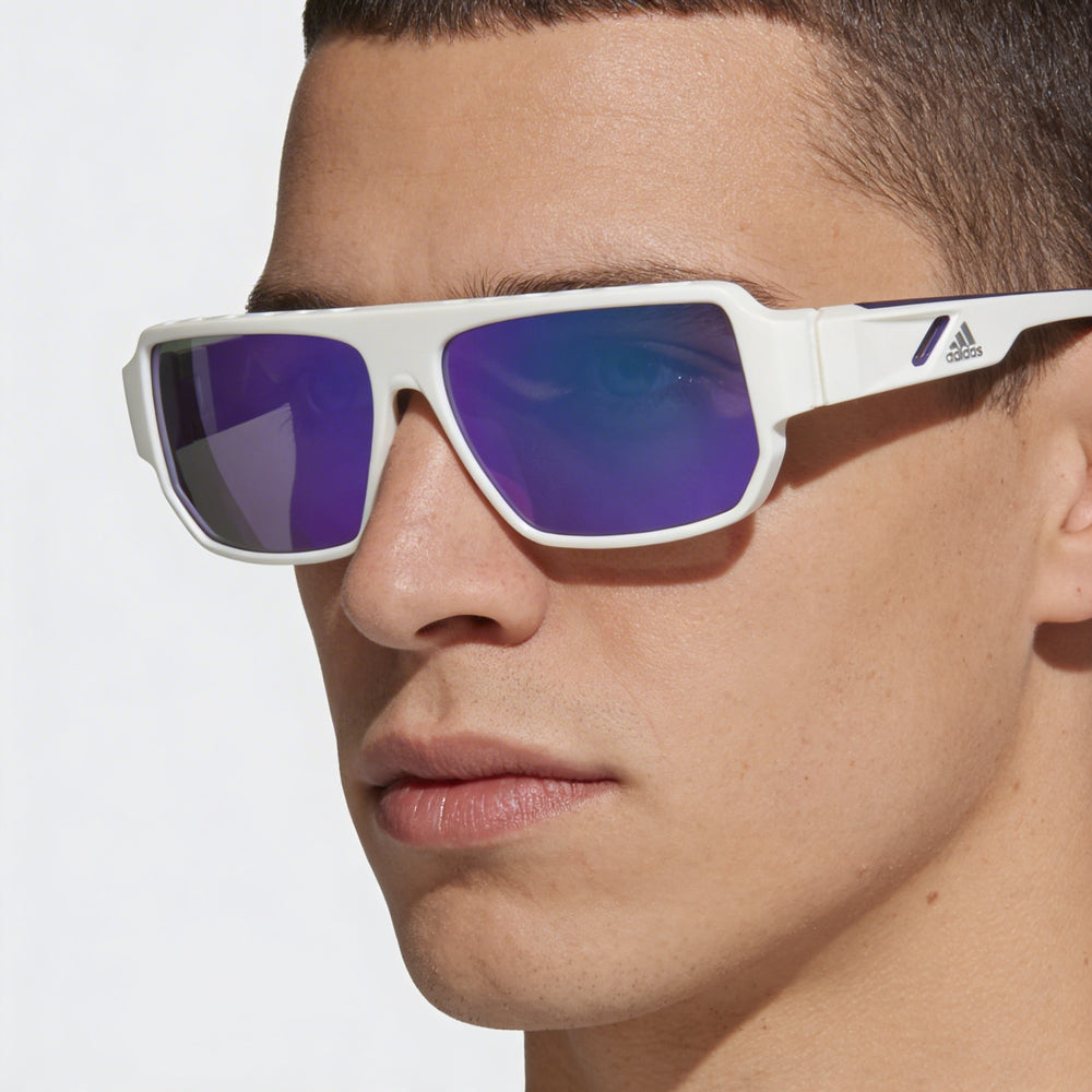 Adidas Casual Men's Plastic Frame White Gradient or Mirror Violet Lenses UV Protection 61-13-140mm
