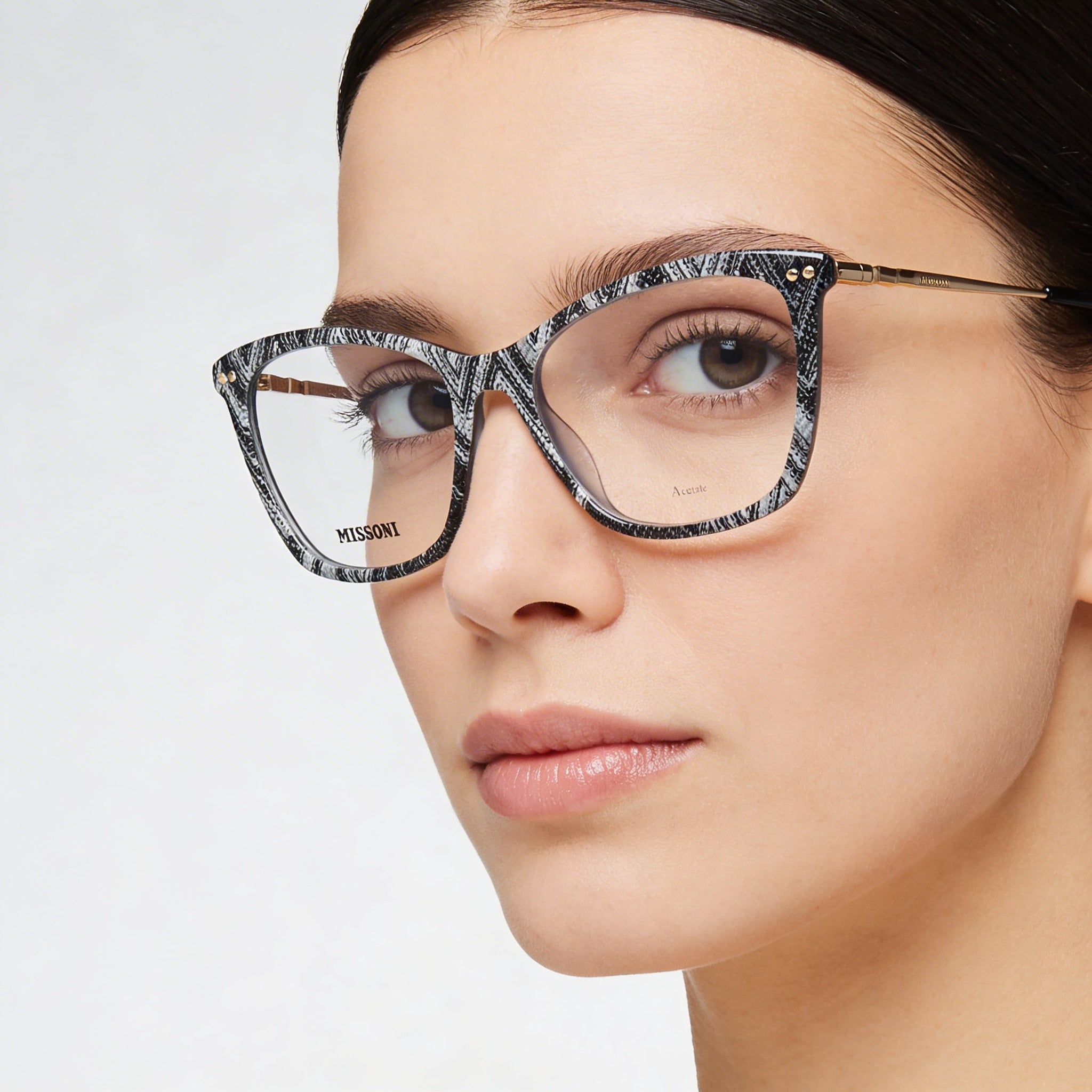 Missoni Modern Women's Acetate Non-polarised Eyewear White Black Pattern Frame 53mm, Photo 4