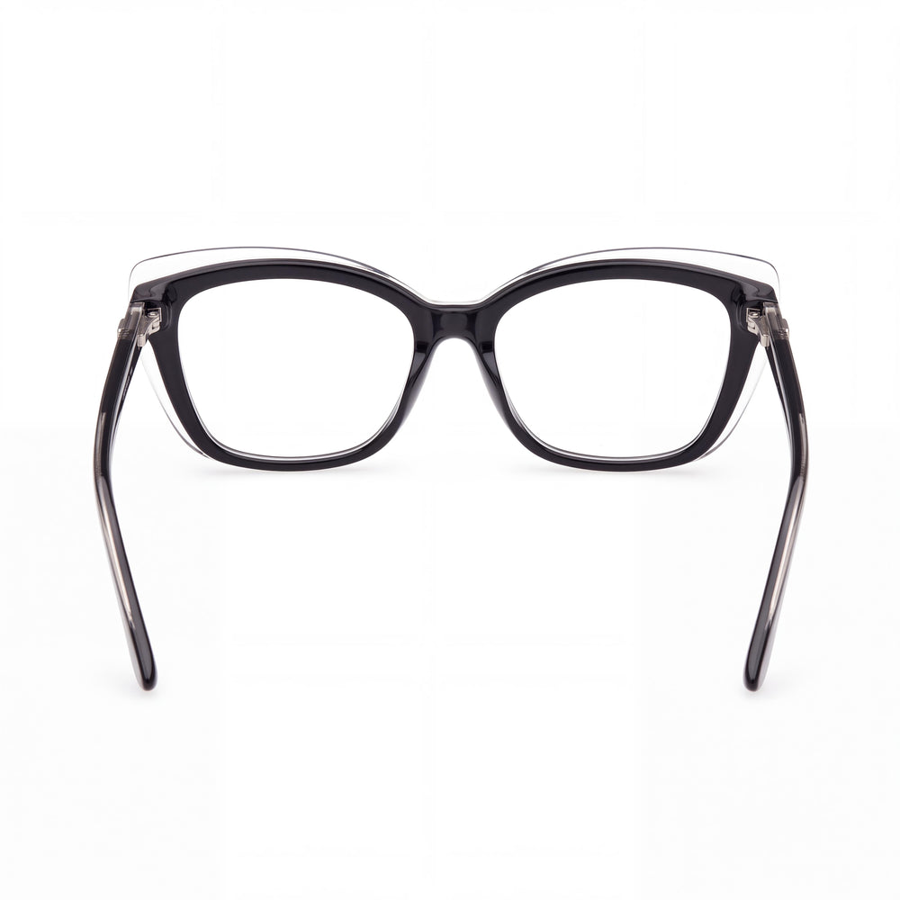 GUESS SQUARE GU2977 Women's Multicoloured Acetate Frame Eyeglasses with Transparent Plastic Lenses, 140mm Lens Width