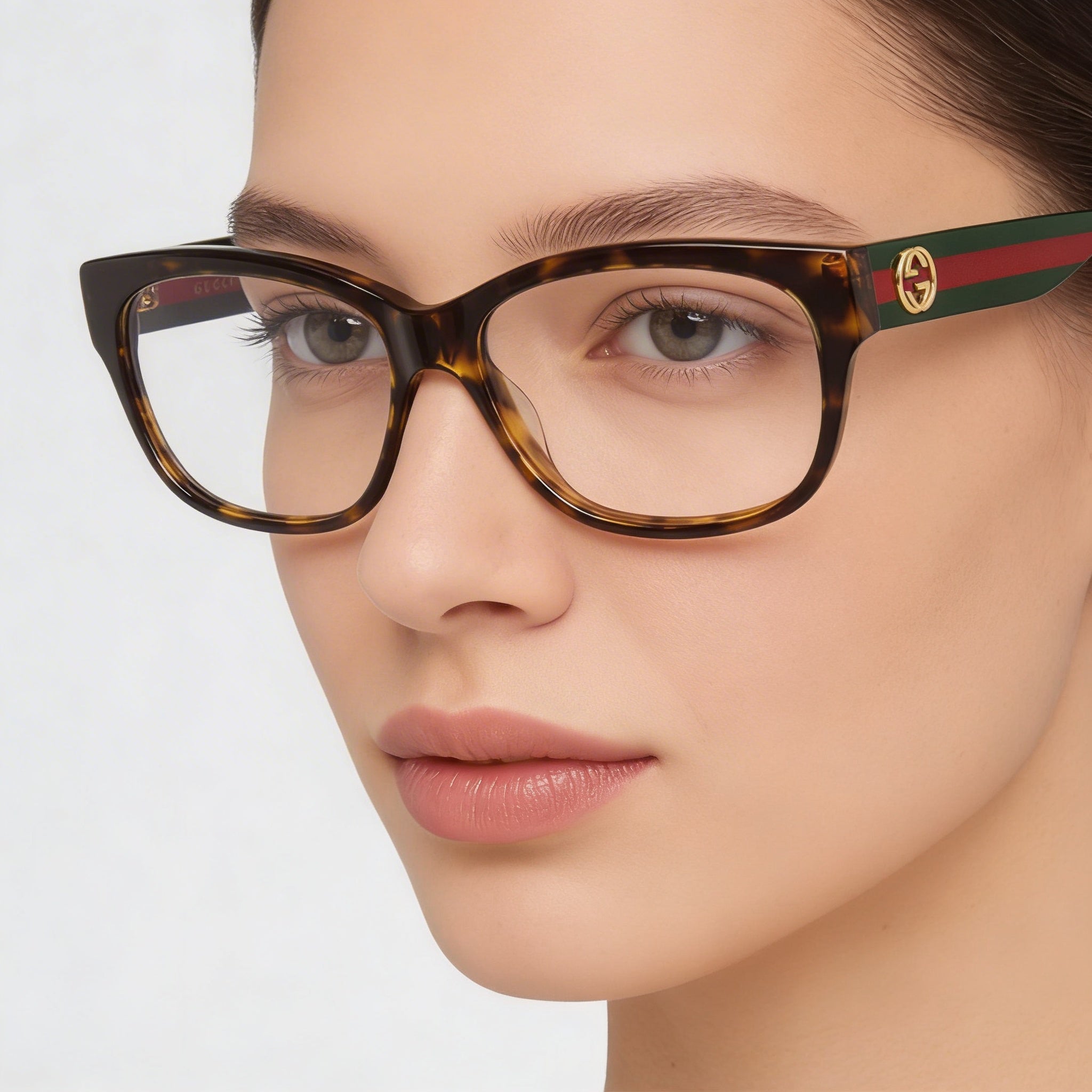 Gucci Gg0278o-012 Montura de gafas rectangular para mujer, de plástico, color Habana oscuro - Verde oscuro, 55-15-145 mm, Photo 3