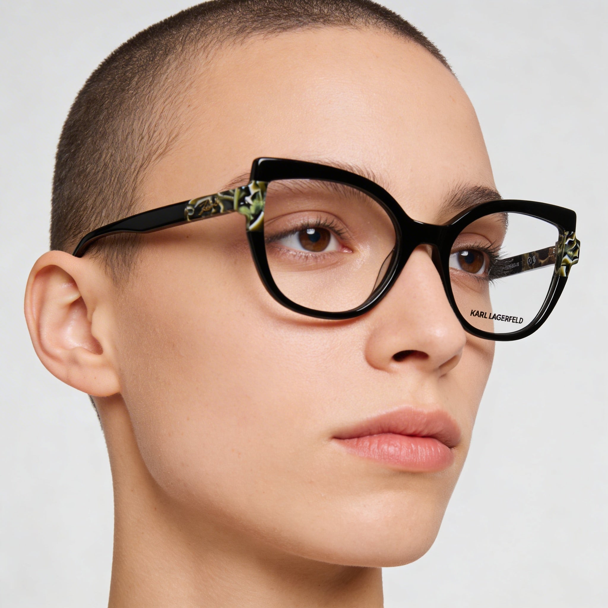 KARL LAGERFELD Modern Unisex Eyewear featuring Acetate Frame with Non-polarised Lenses in Black Marble, 54mm, Photo 3