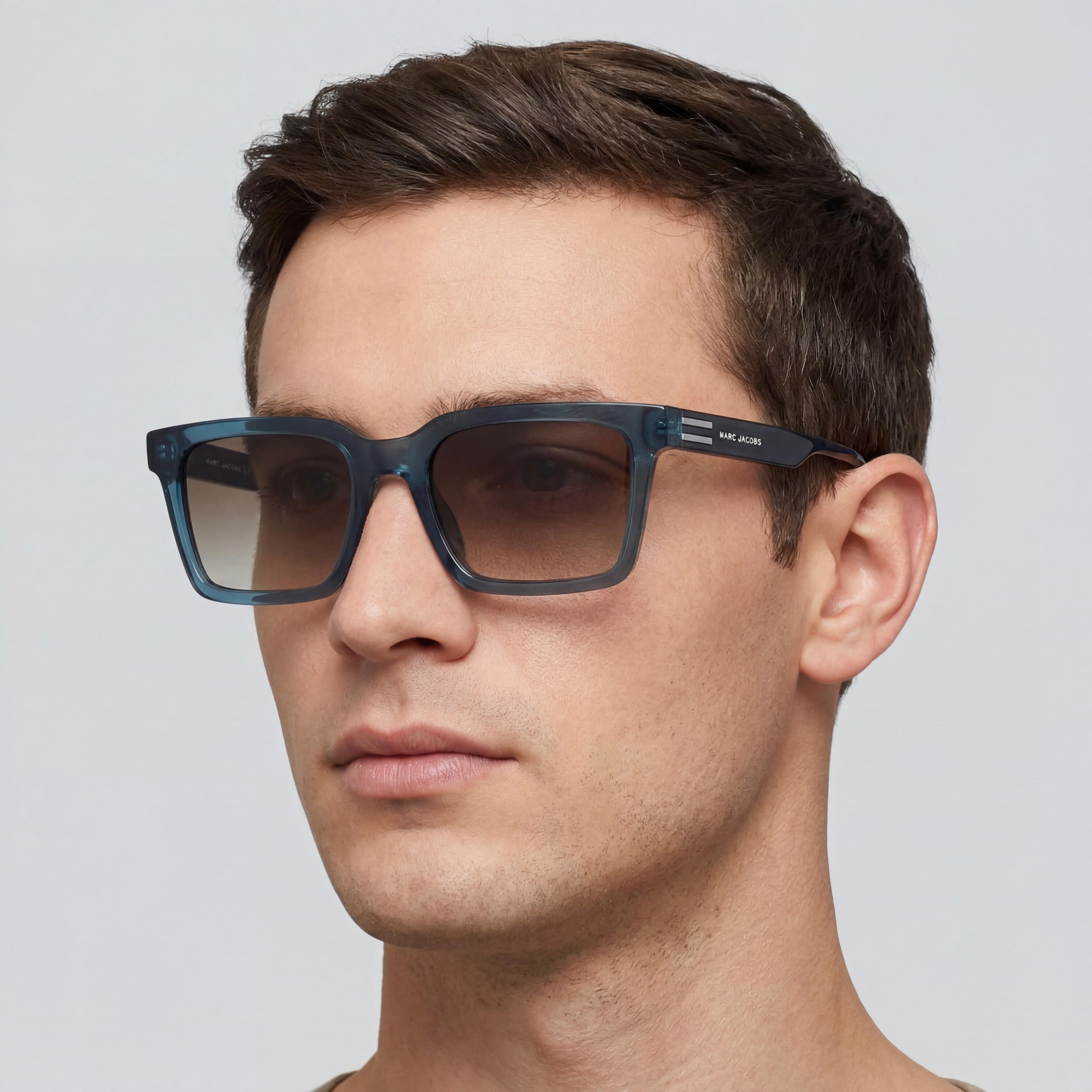 Marc Jacobs Casual Men's Acetate Frame Blue Brown, Non-Polarized Brown Lenses, 53mm Lens Width, Photo 5