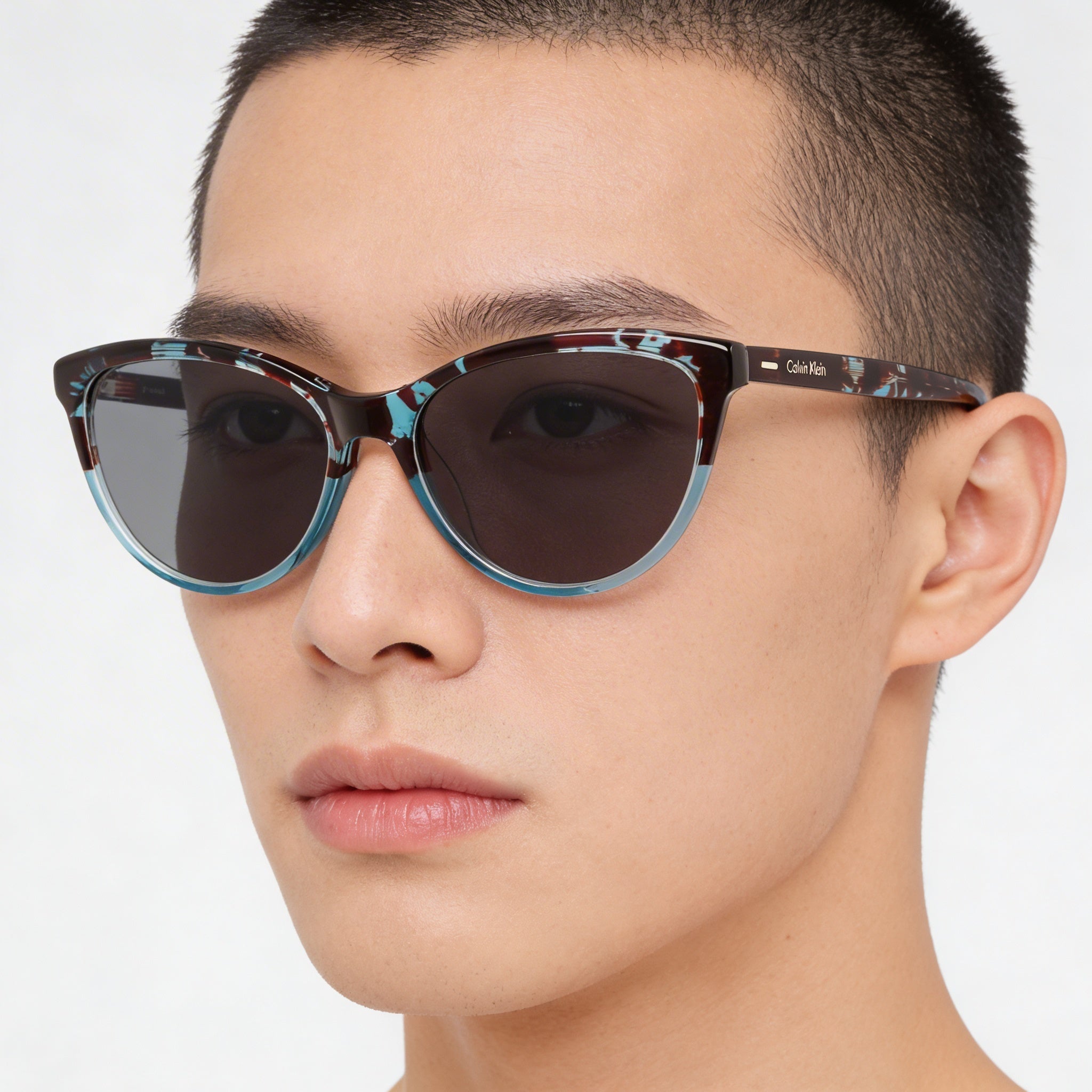 Gafas de vista unisex Calvin Klein Ck21519 Cat Eye con montura de plástico en azul habana transparente, 53 mm, Photo 4