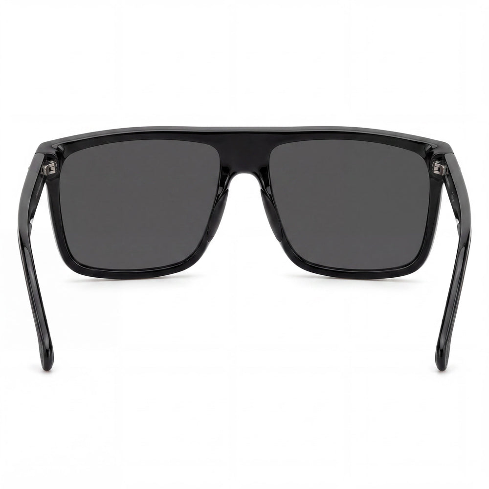 Carrera 8055/S Unisex Rectangular Sunglasses with Black Grey Propionate Frame and Black Lenses 58mm