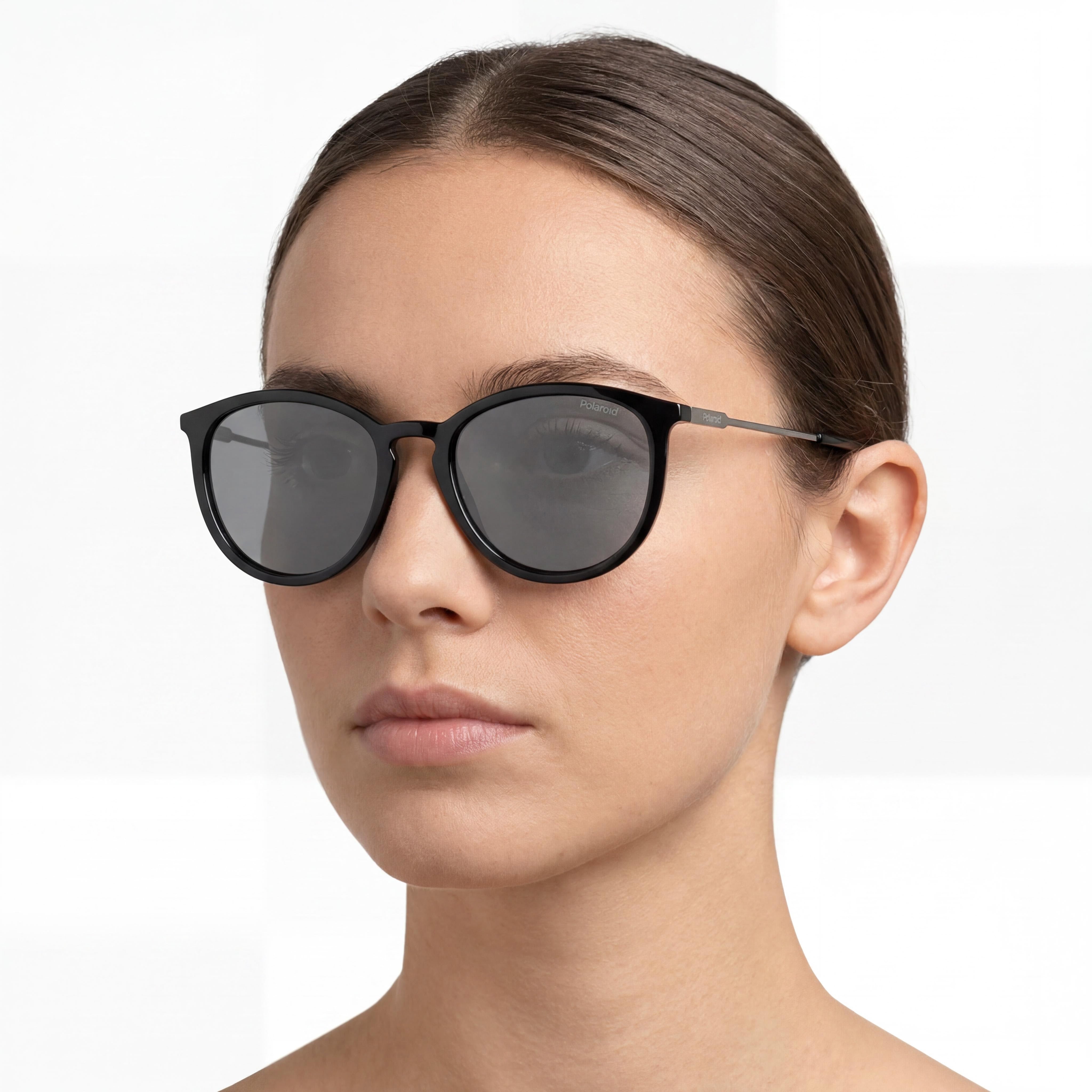 Polaroid Eyewear Modern PLD 4143/S/X Women's ECO CO-POLYESTER Black Grey UV Protected Sunglasses 53mm, Photo 4