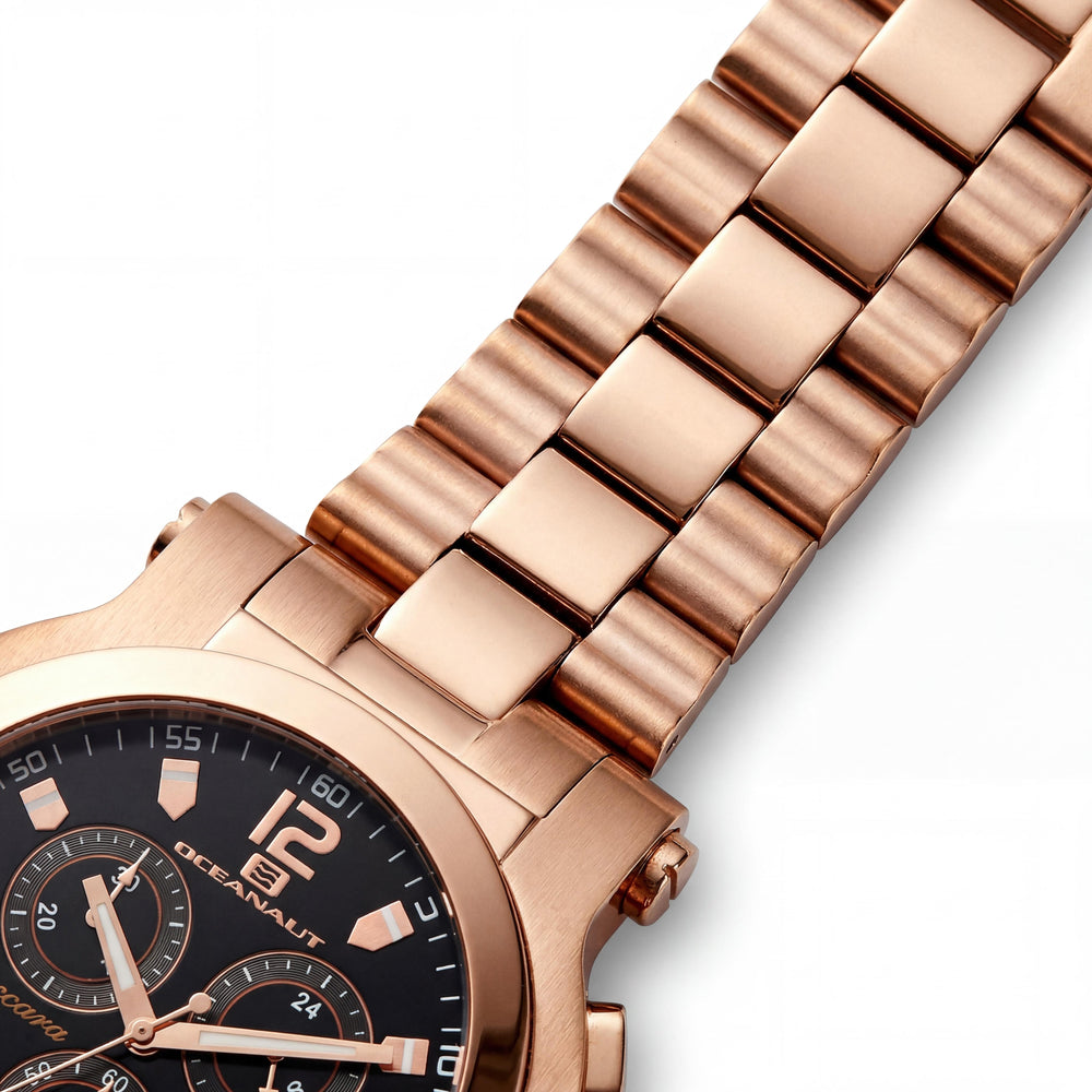 Reloj cronógrafo Oceanaut Baccara OC0827 XL para hombre, acero inoxidable, oro rosa/negro, 50 mm